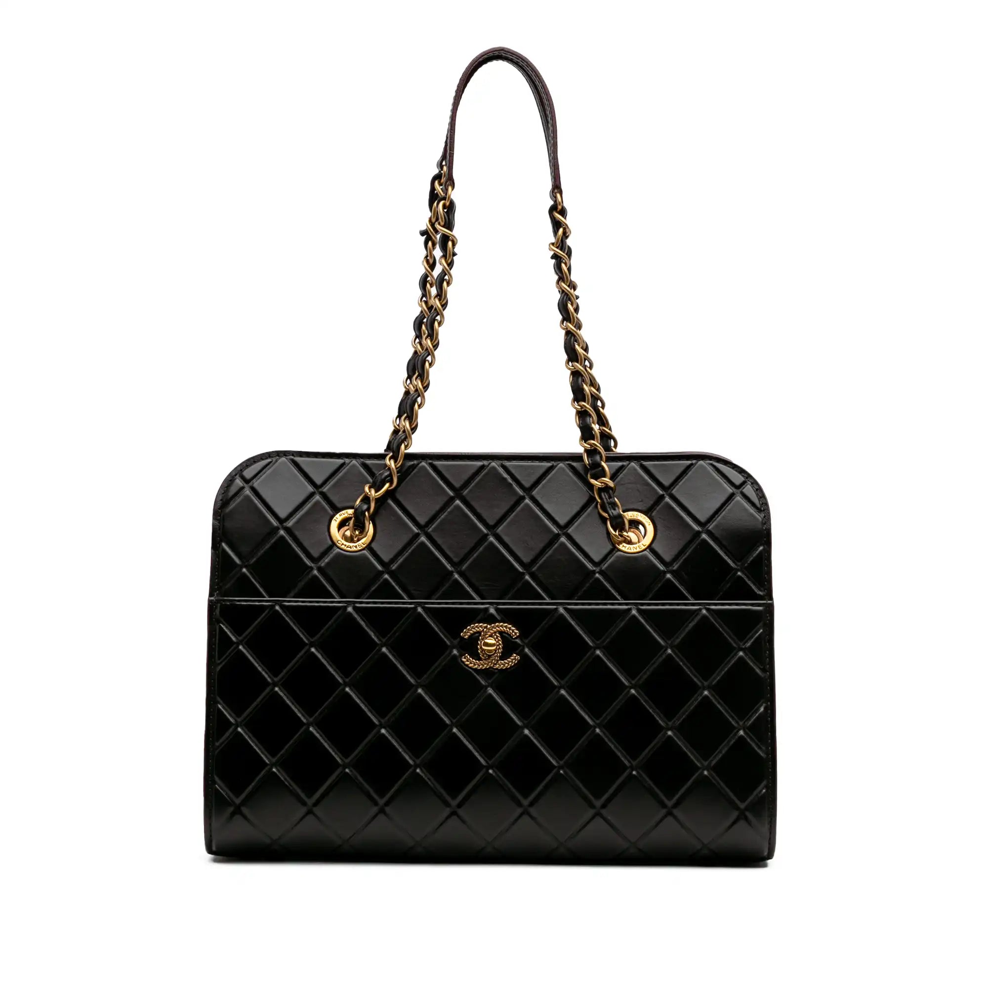 CC Quilted Calfskin Front Pocket Shopping Tote GHW