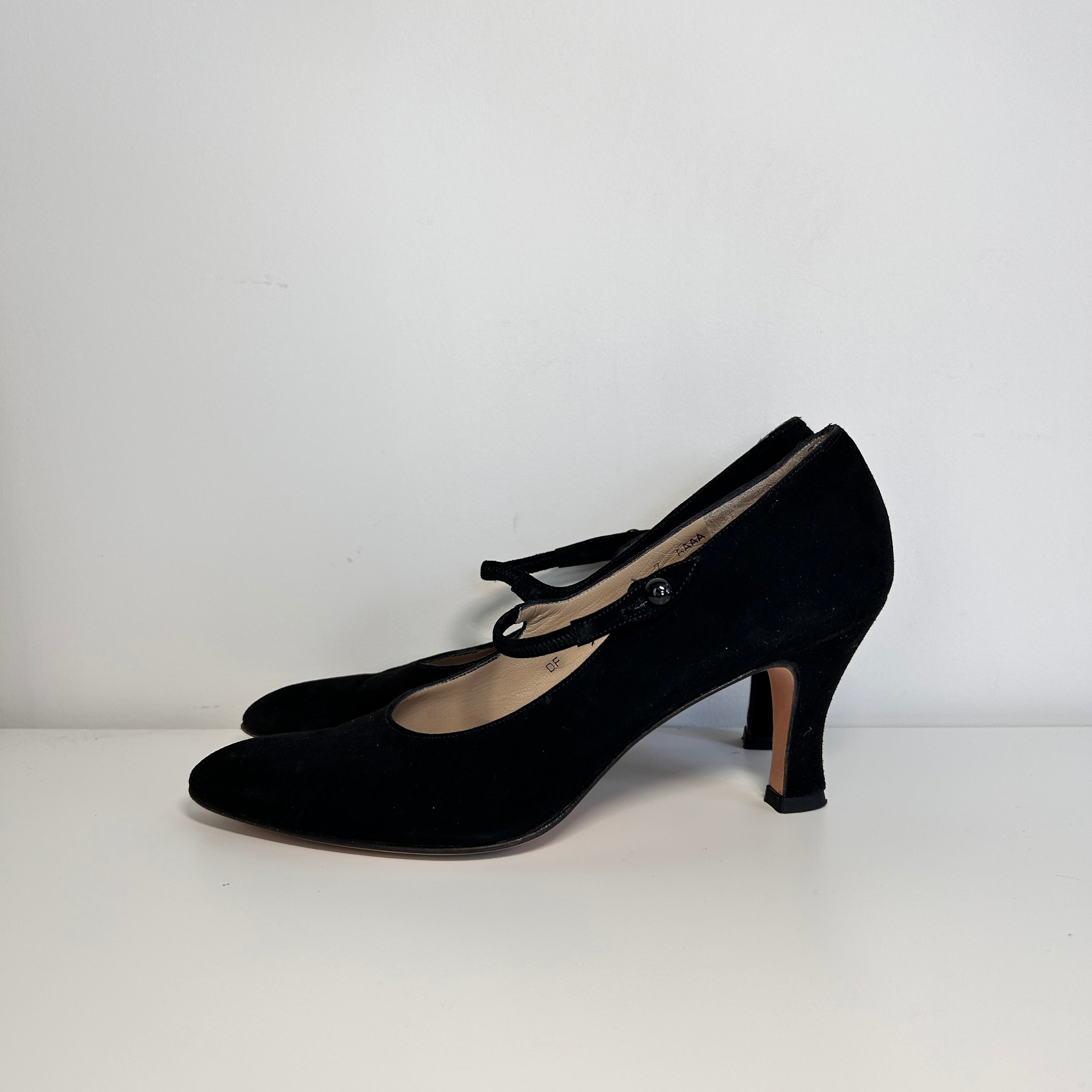 Black Suede Marry Jane Pumps