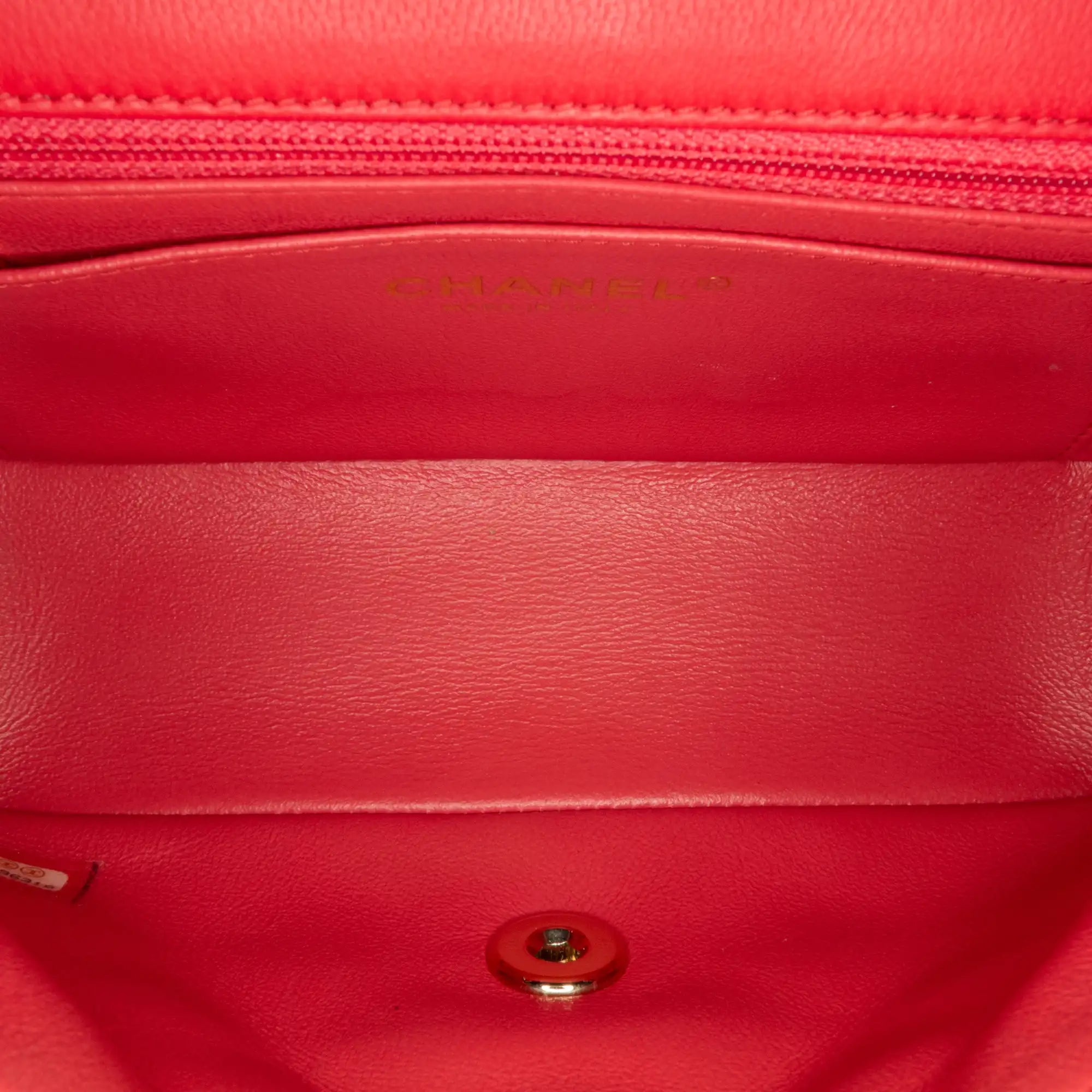 Red Mini Rectangular Classic Lambskin Single Flap GHW
