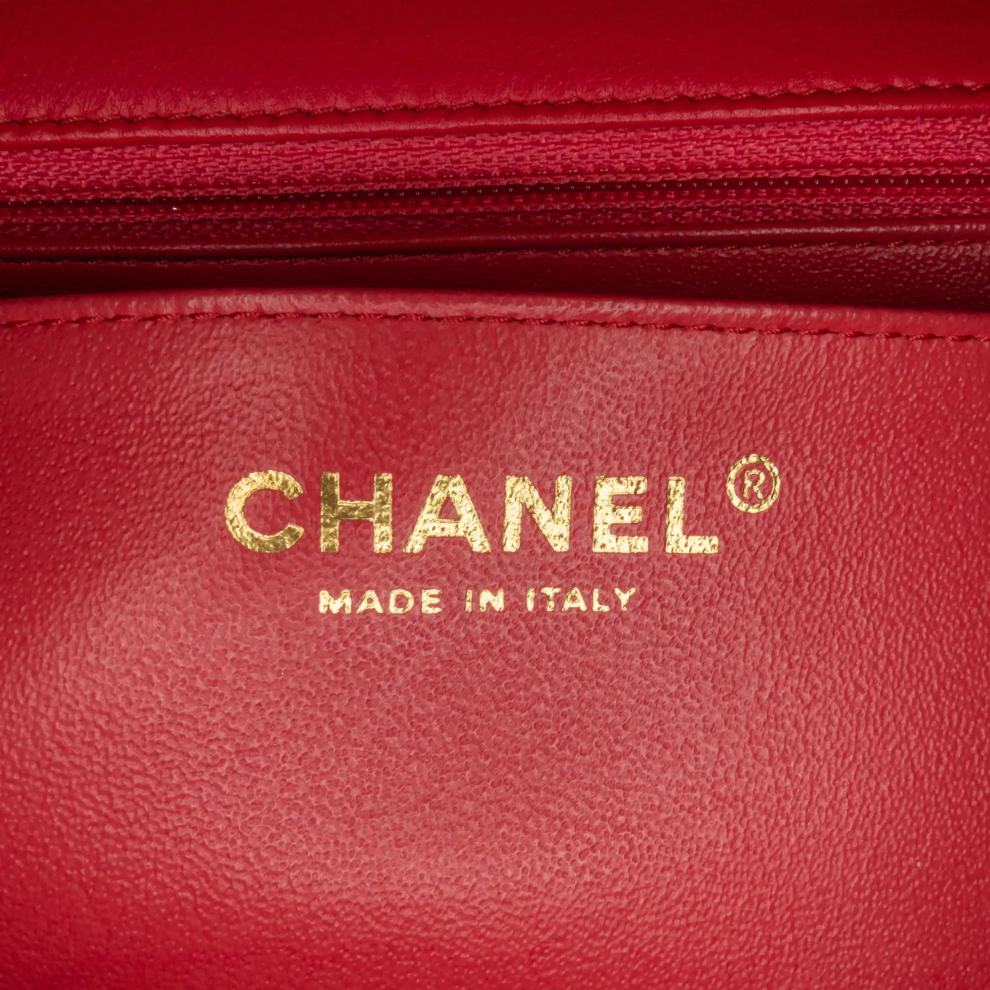 Red Mini Rectangular Classic Lambskin Single Flap GHW