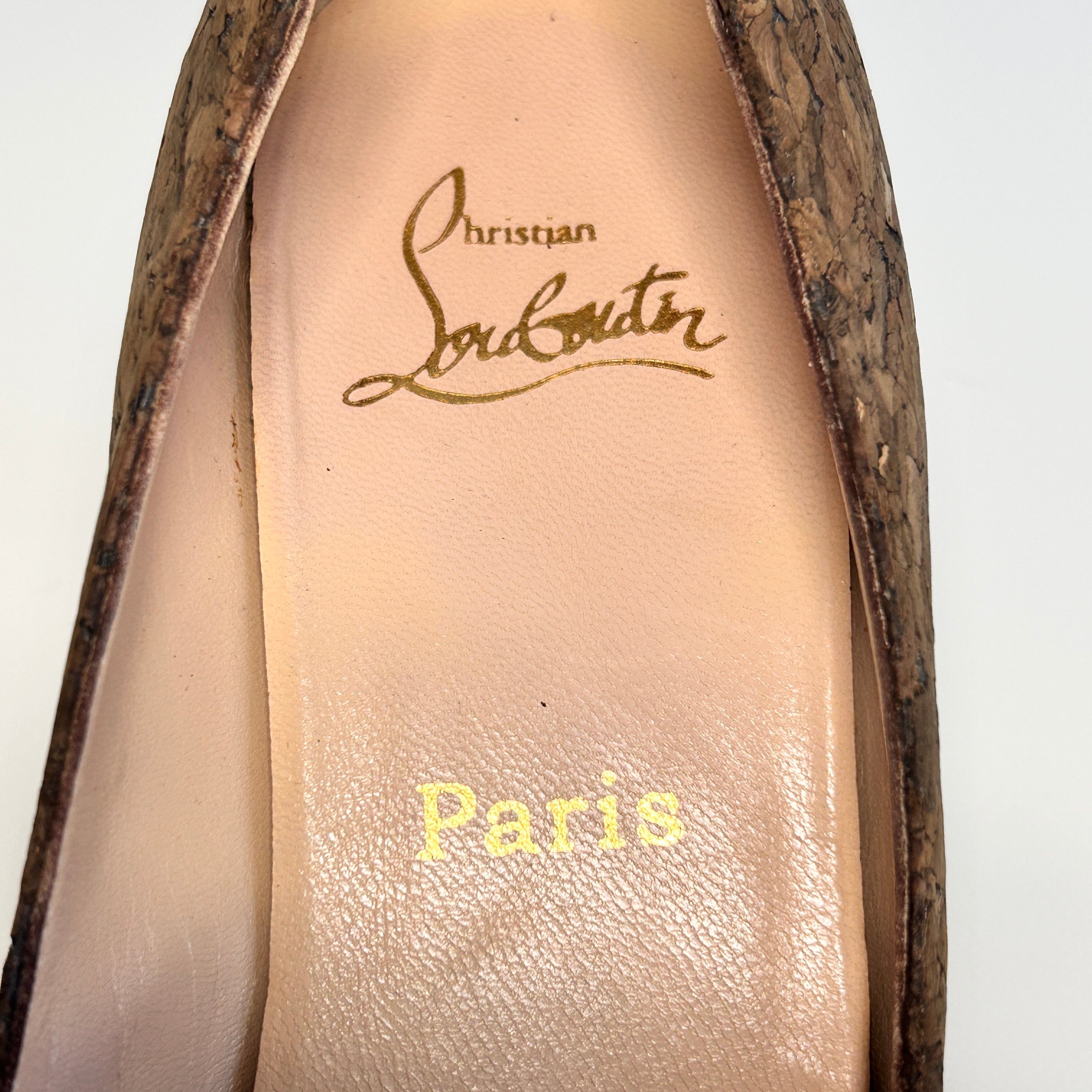 Beige Cork Materna Zeppa Wedge Peep Toe Pumps