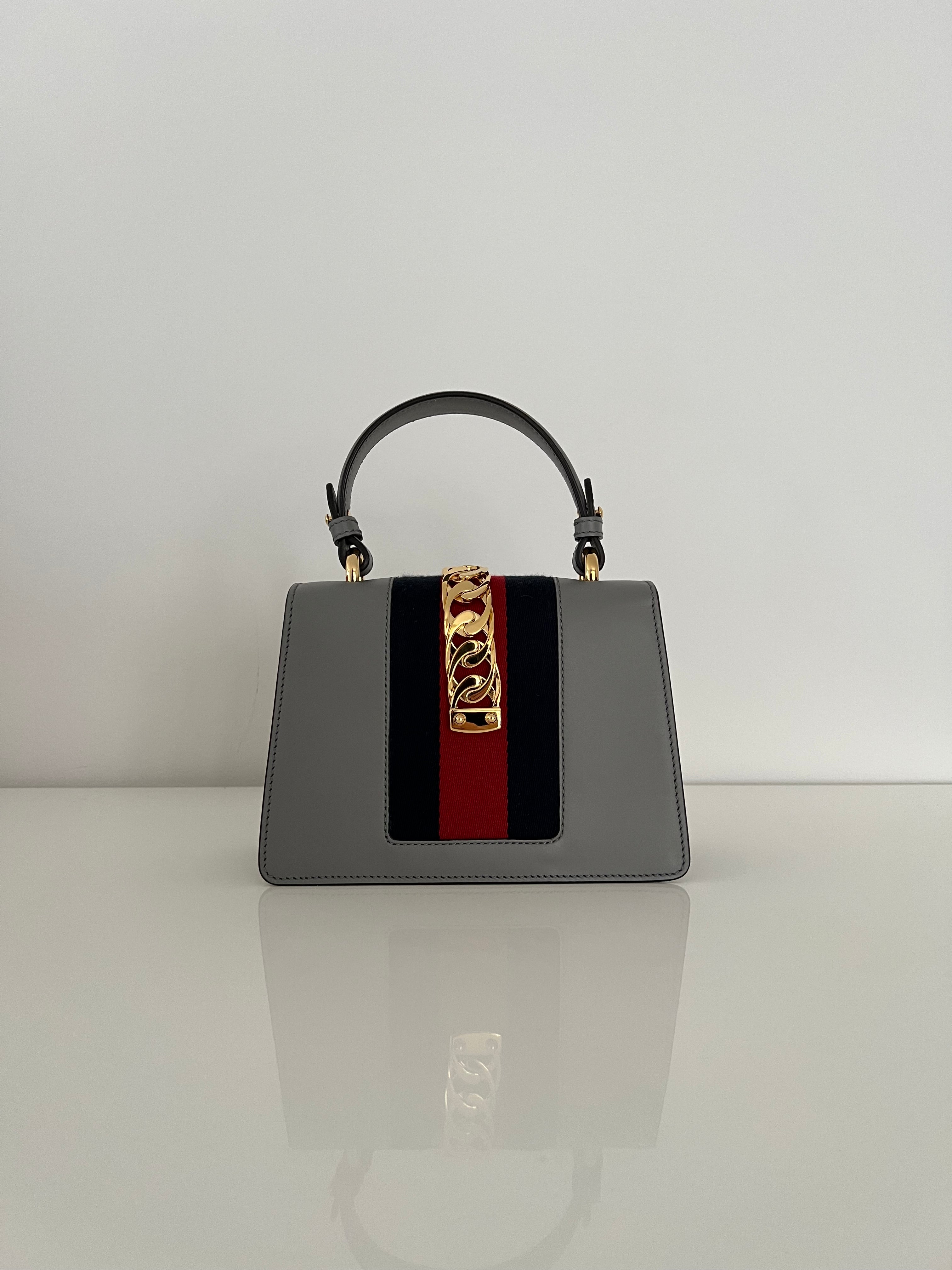 Gucci grey mini Sylvie bag w/GHW