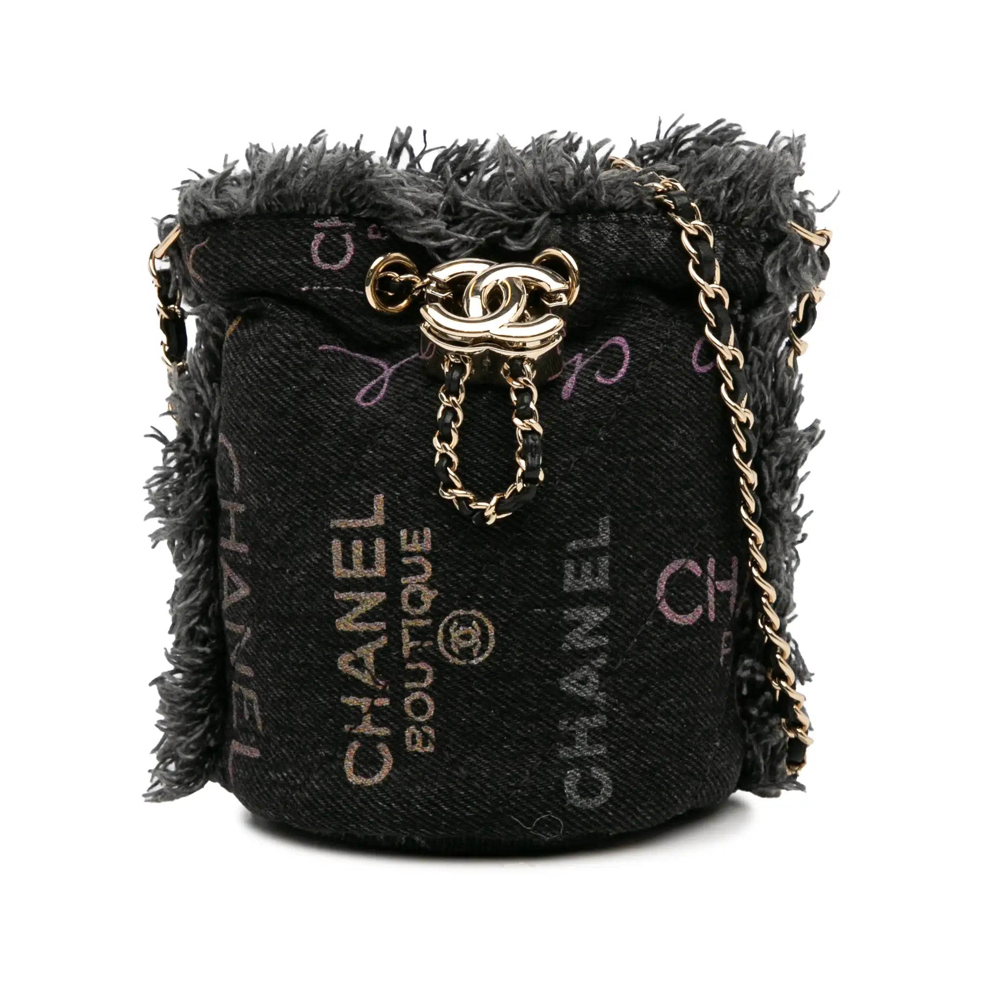 Gray Mini Denim Mood Bucket with Chain GHW