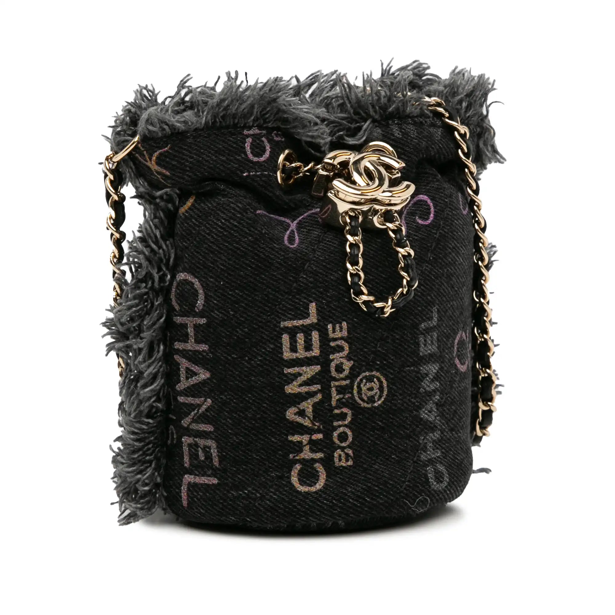 Gray Mini Denim Mood Bucket with Chain GHW