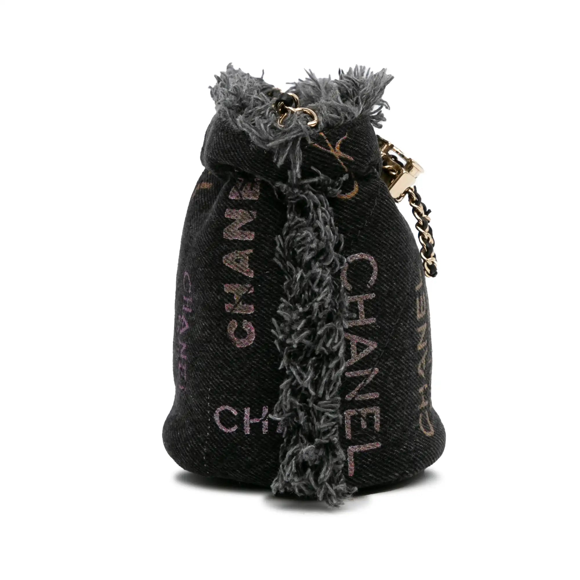Gray Mini Denim Mood Bucket with Chain GHW