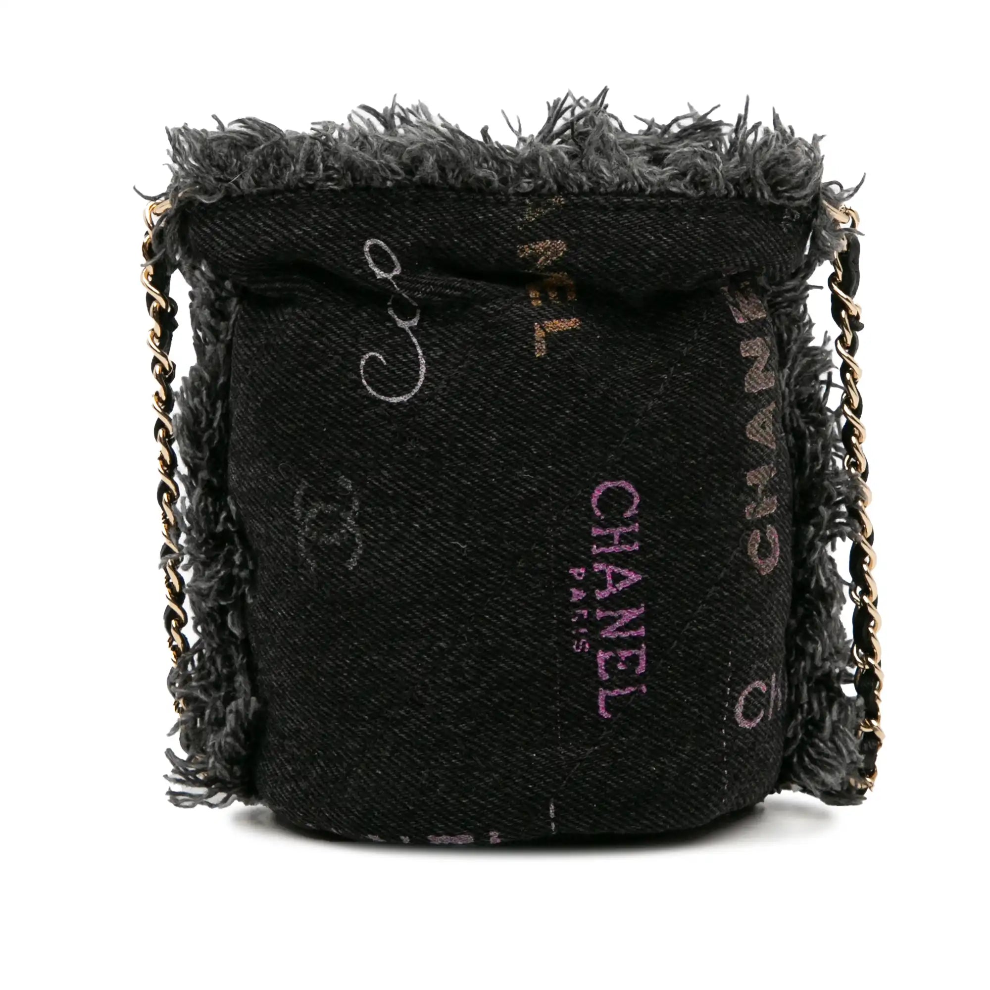 Gray Mini Denim Mood Bucket with Chain GHW