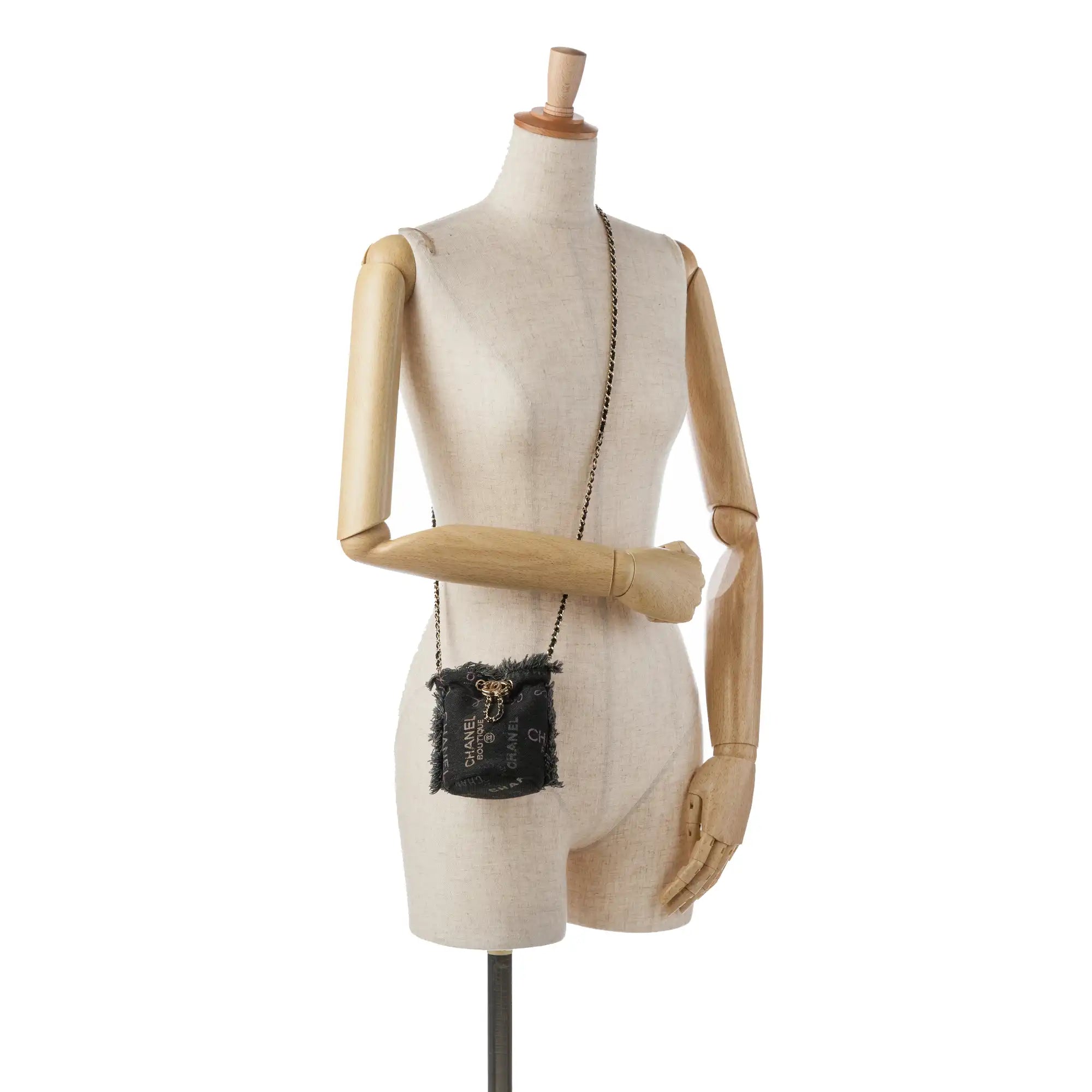 Gray Mini Denim Mood Bucket with Chain GHW
