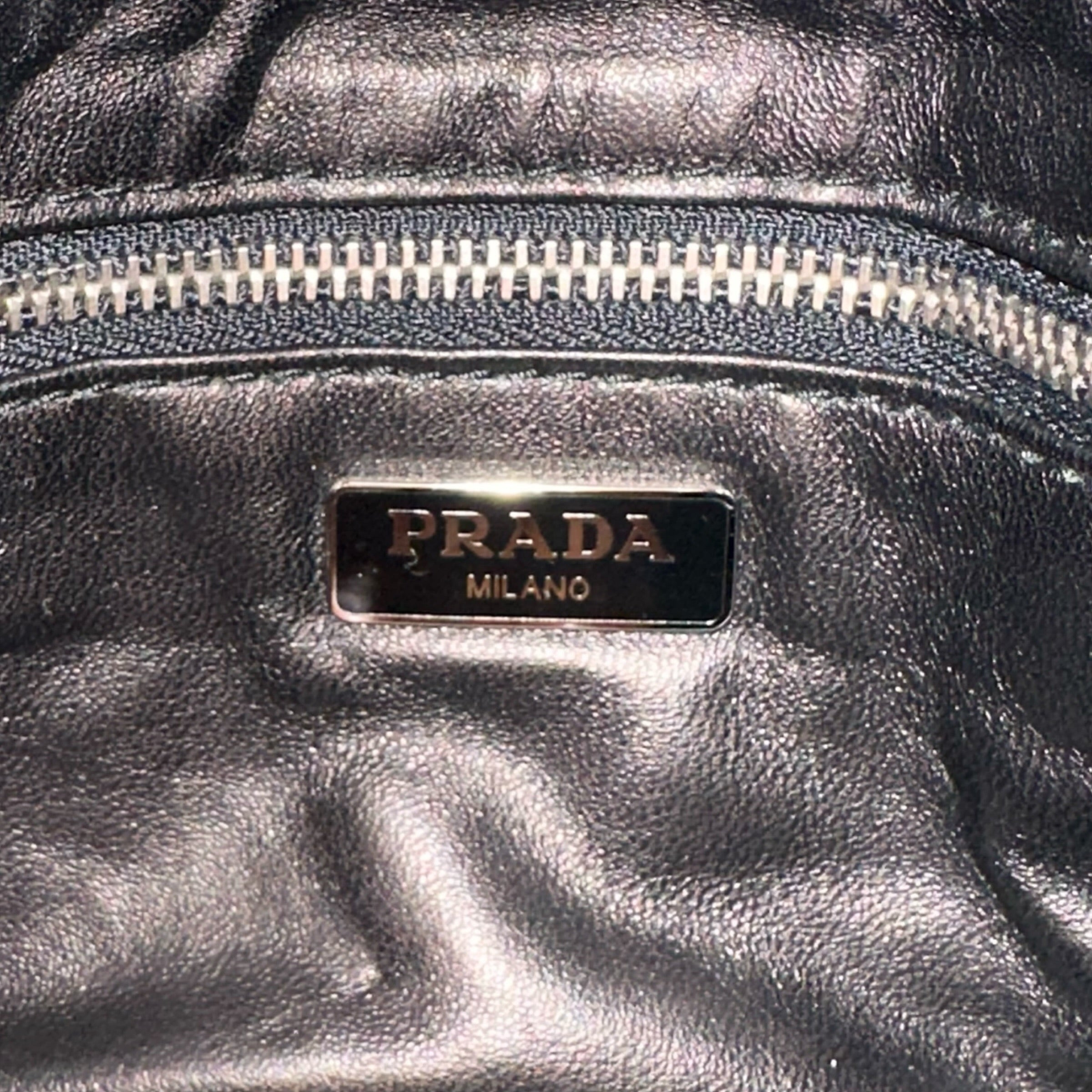 Silver Gaufre Zip Clutch