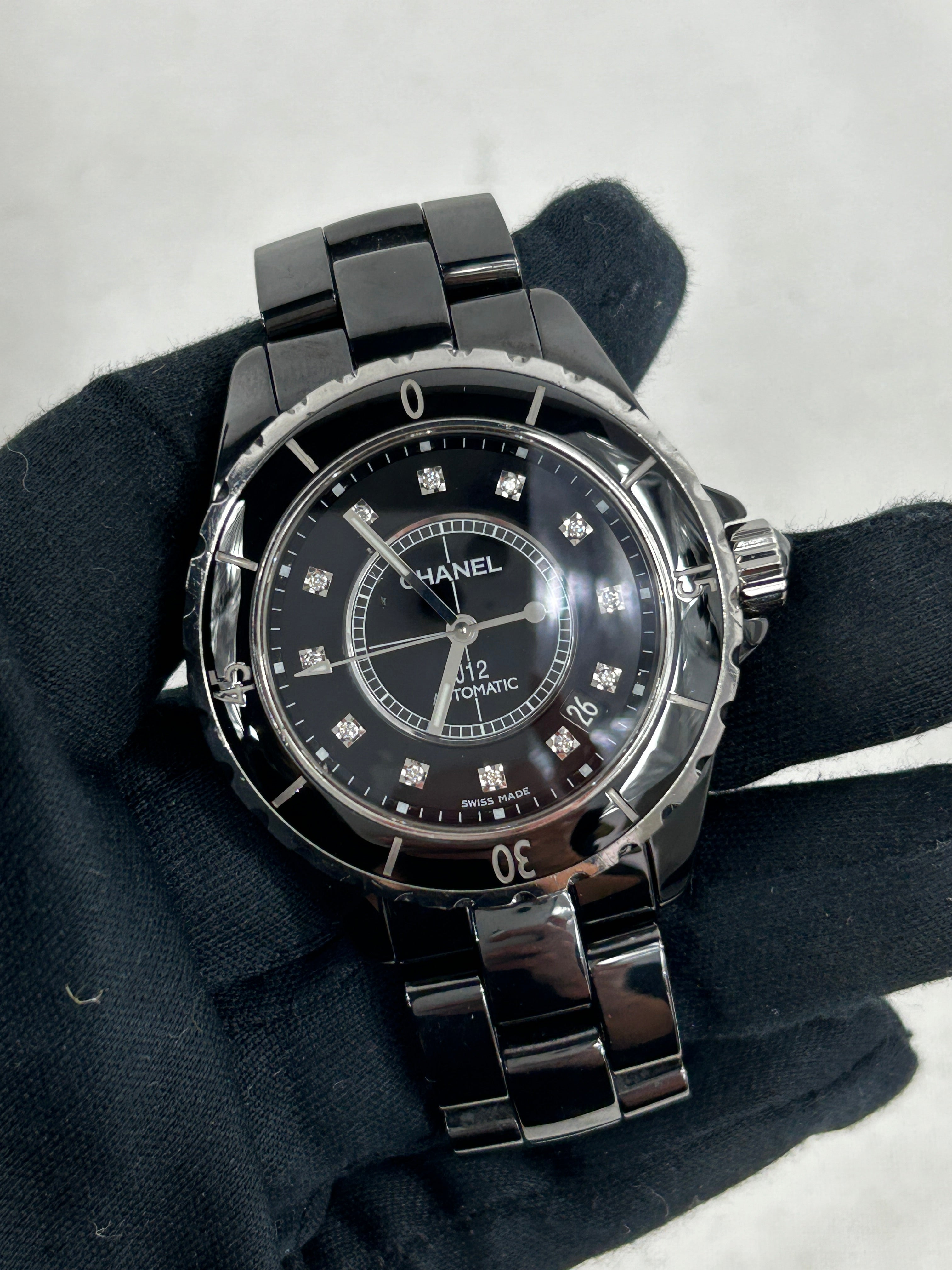 J12 Black Ceramic 38mm w/Accent Diamond Watch