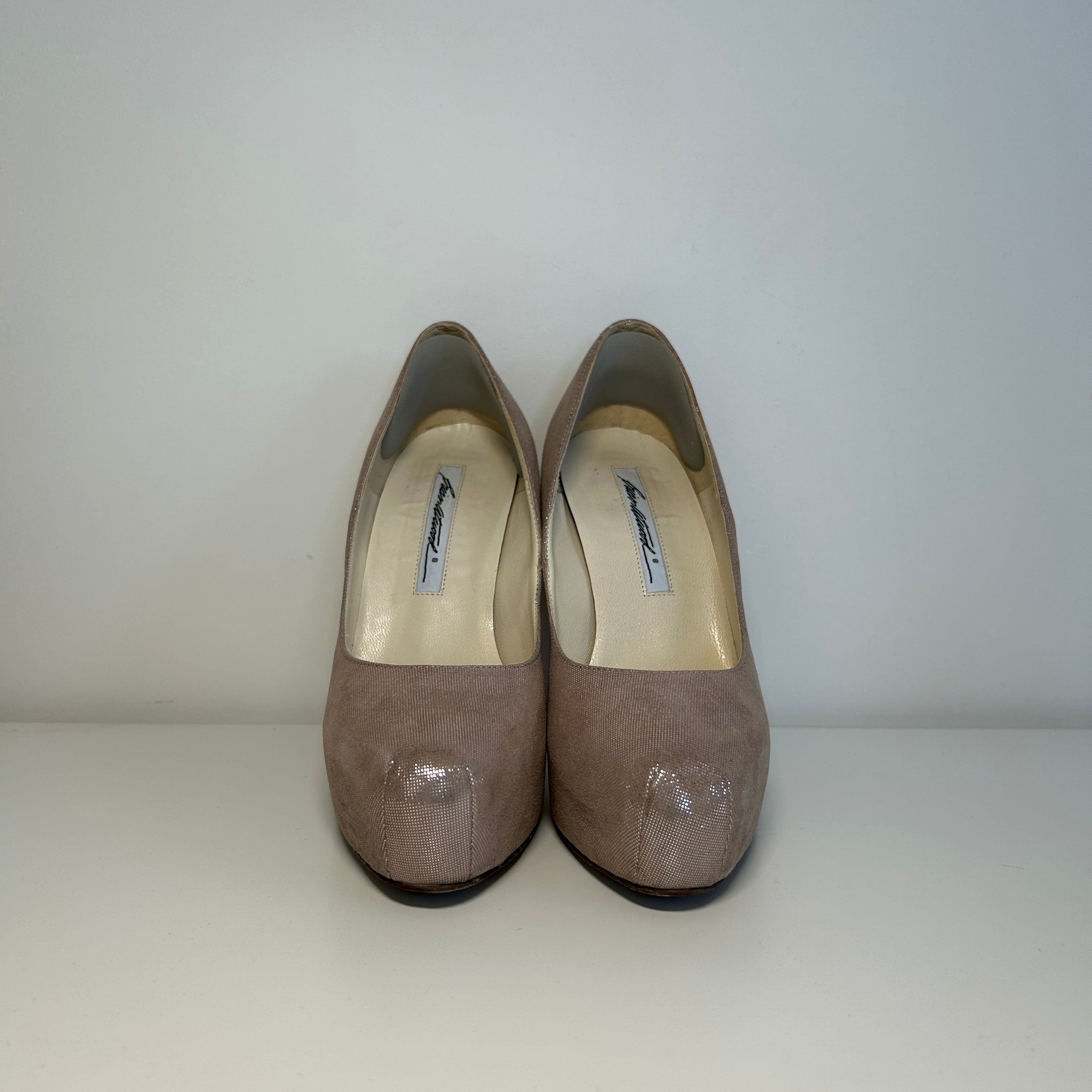 Gray Metallic Leather Pumps