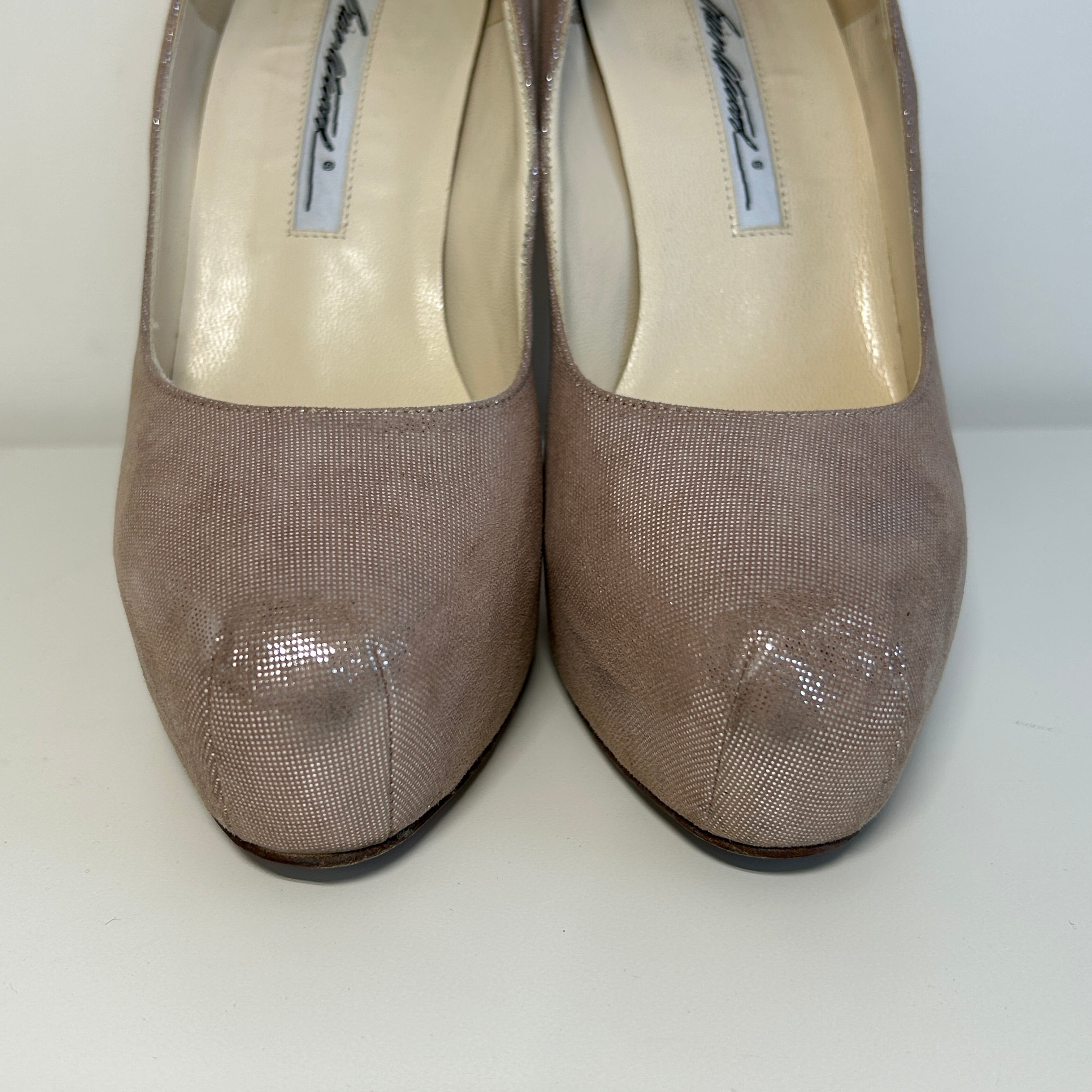 Gray Metallic Leather Pumps