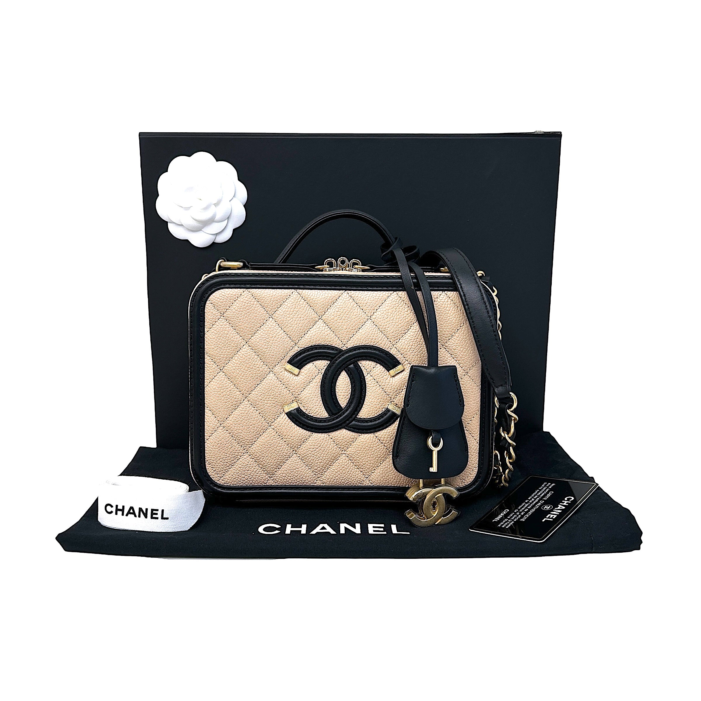 Beige Medium Filigree Vanity Case - Haute Classics