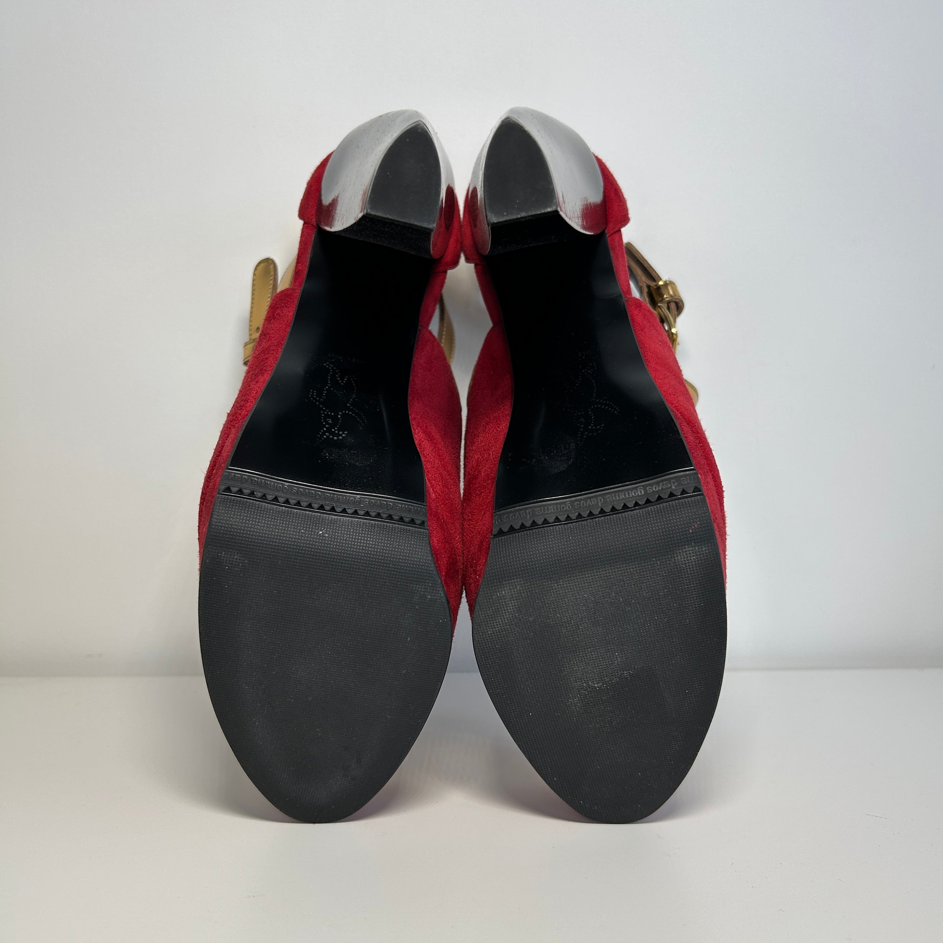 Gold/Red Suede/Leather Platforms