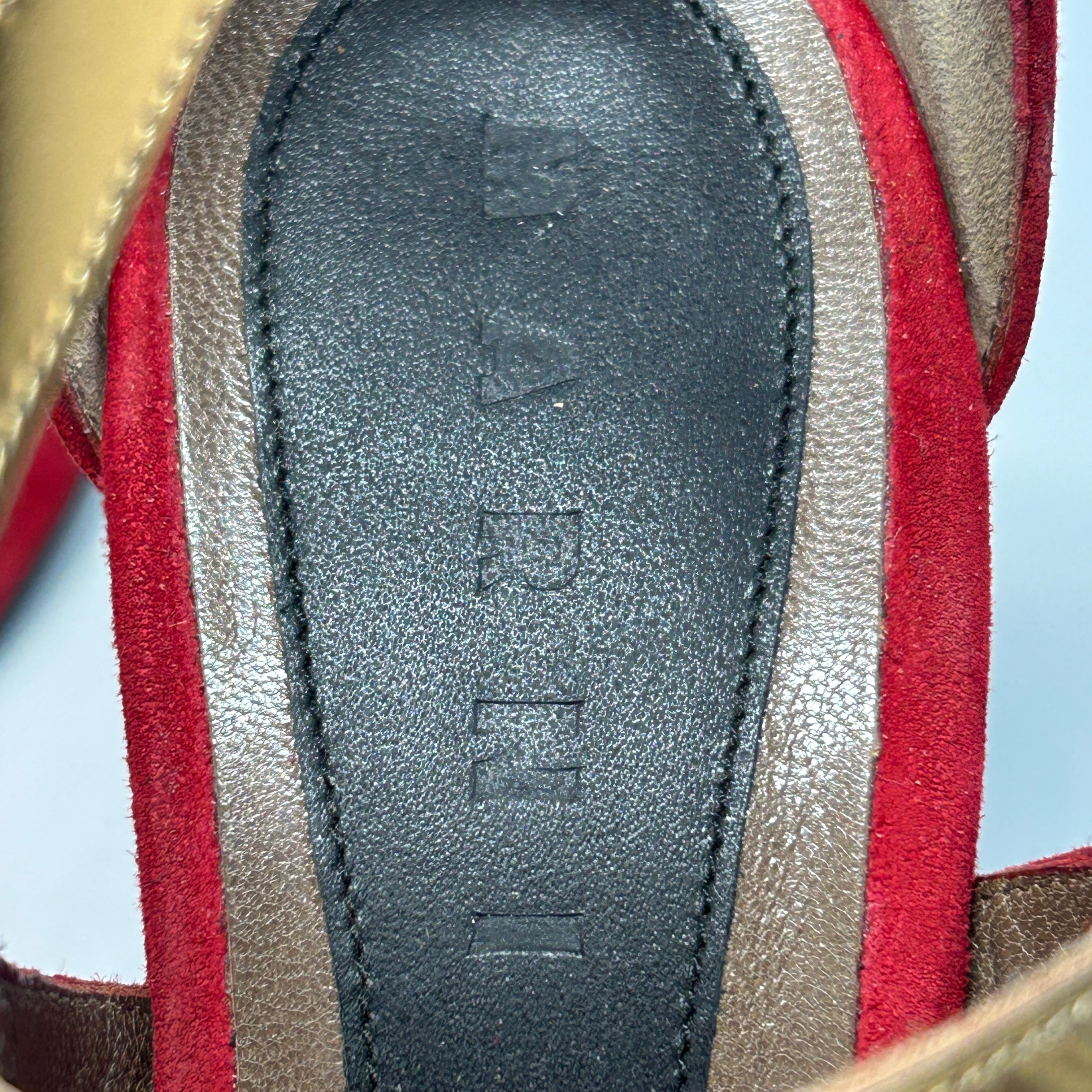 Gold/Red Suede/Leather Platforms