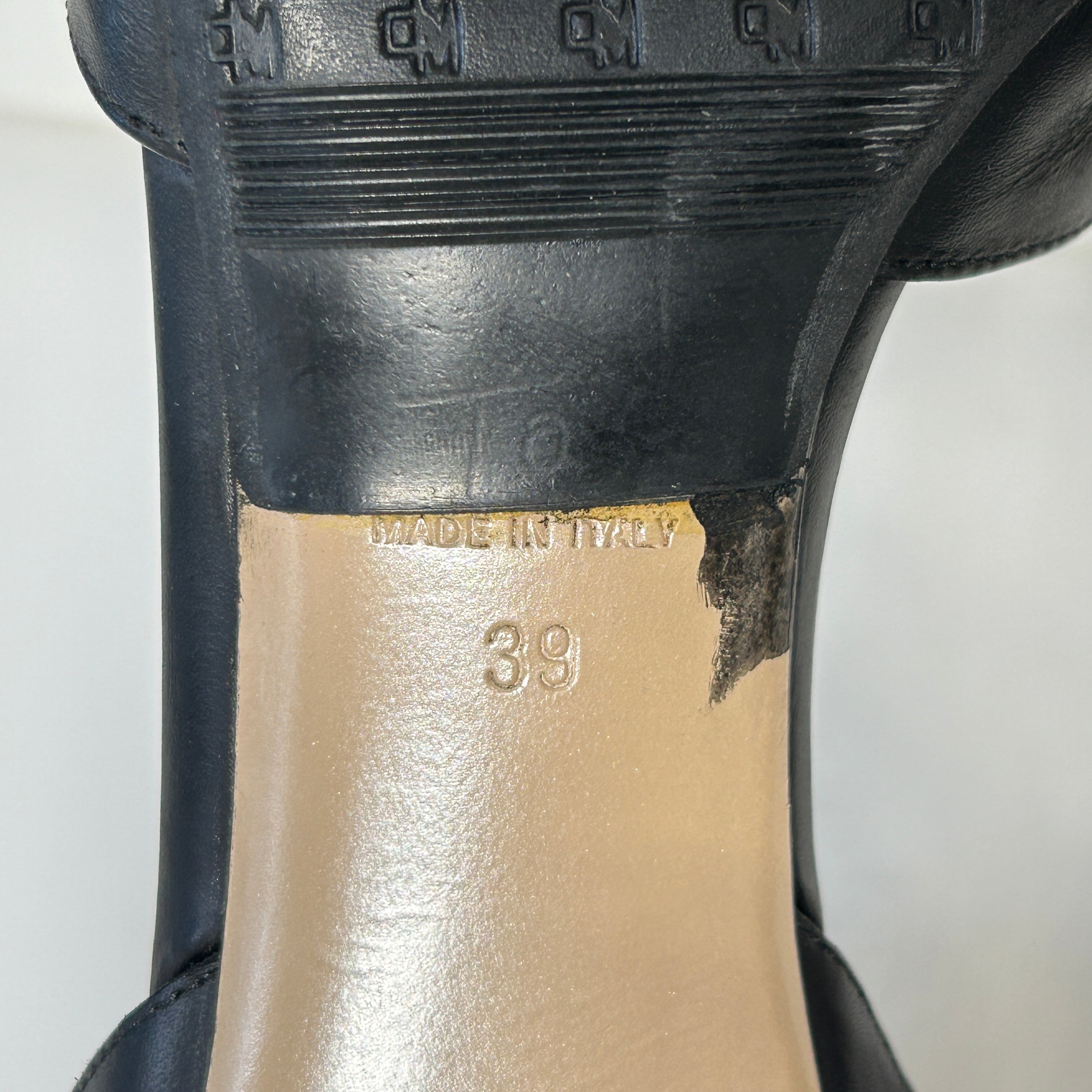 Black Leather Open Toe Ankle Wrap Rock Stud Heels