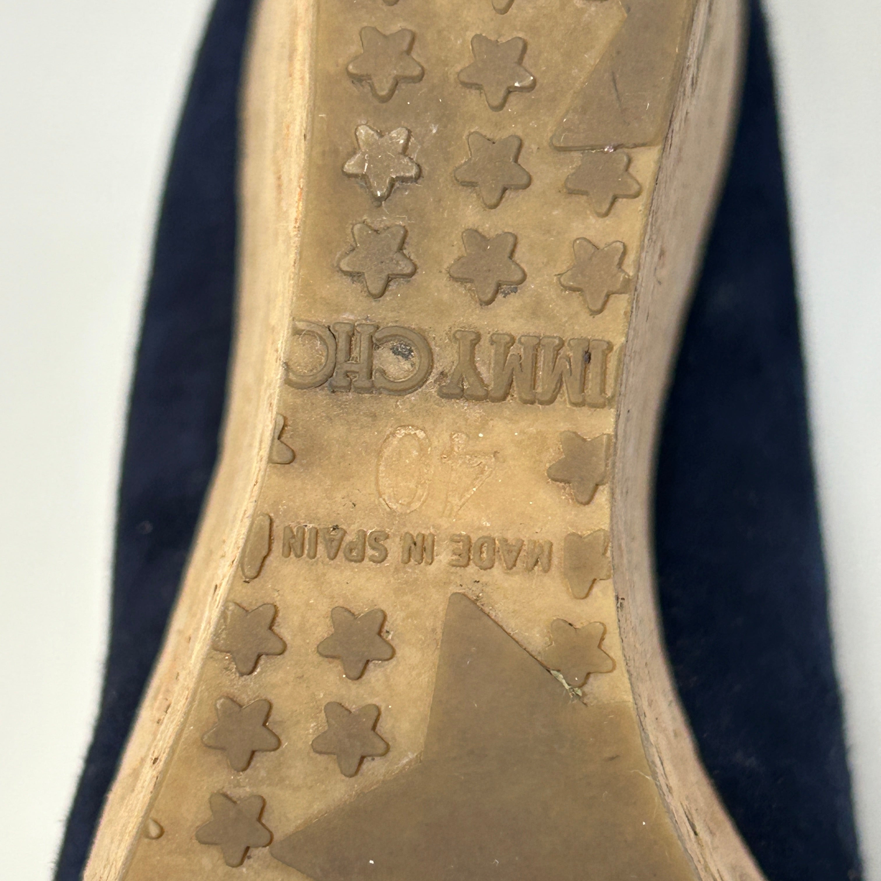 Navy Blue Suede Papina Cork Wedge Pumps