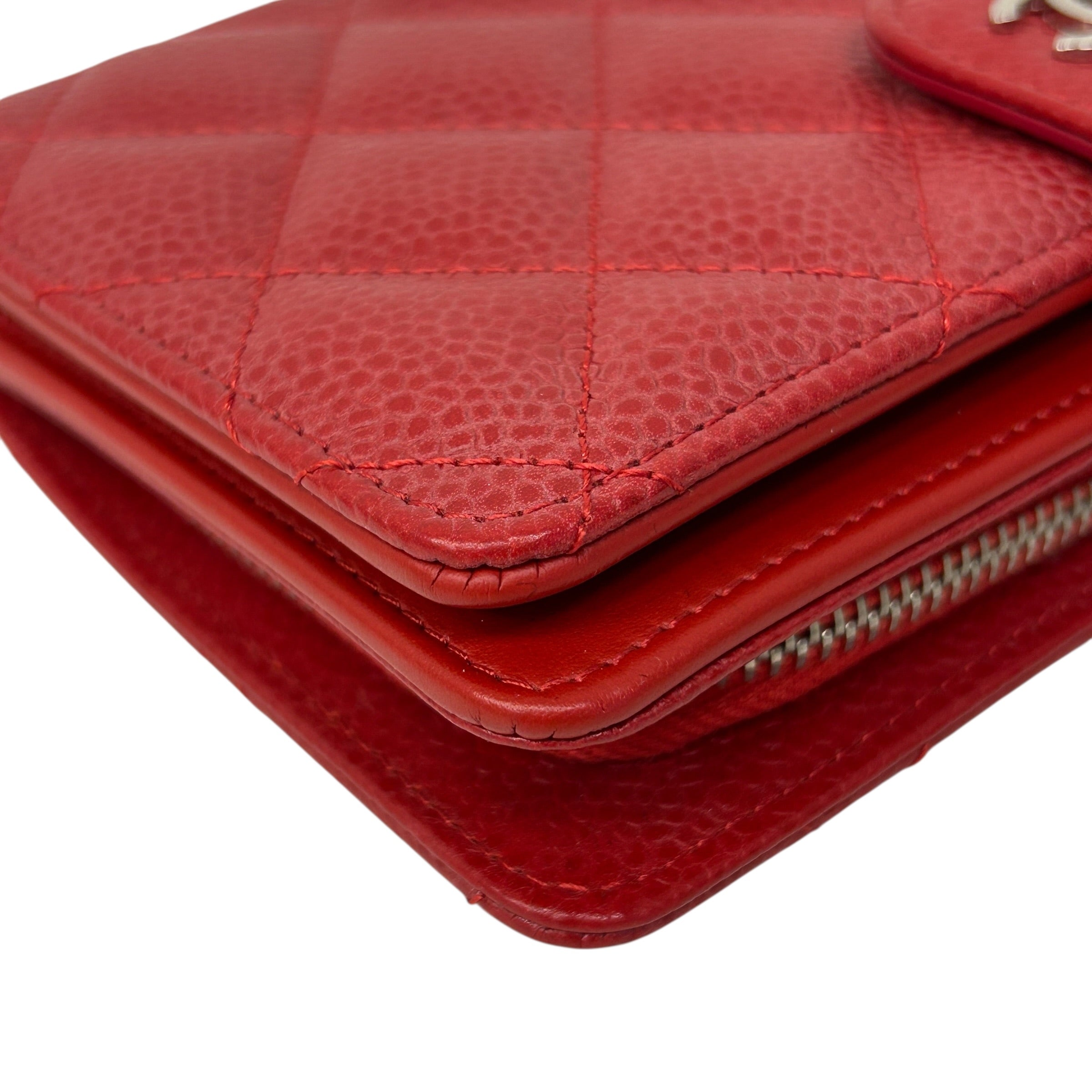 Red Caviar L Zip Wallet w/SHW - Haute Classics