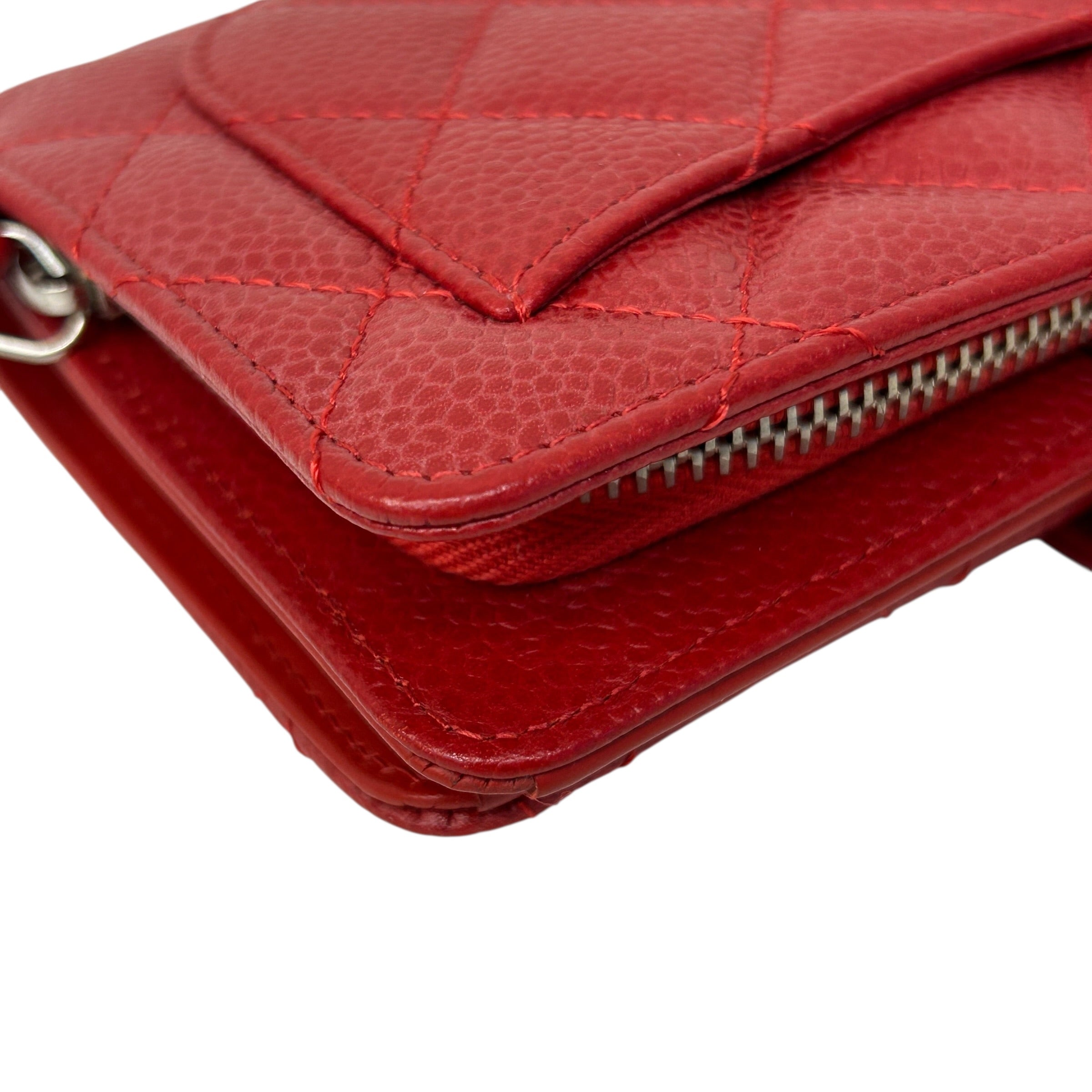 Red Caviar L Zip Wallet w/SHW - Haute Classics
