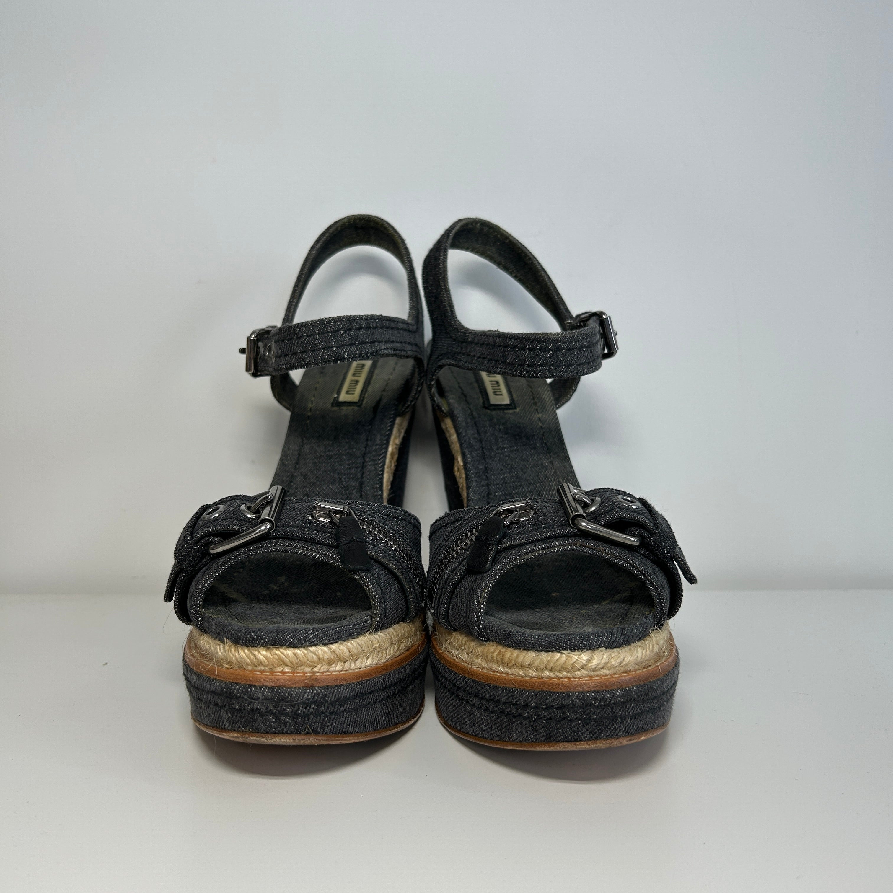 Denim Wedge Sandals