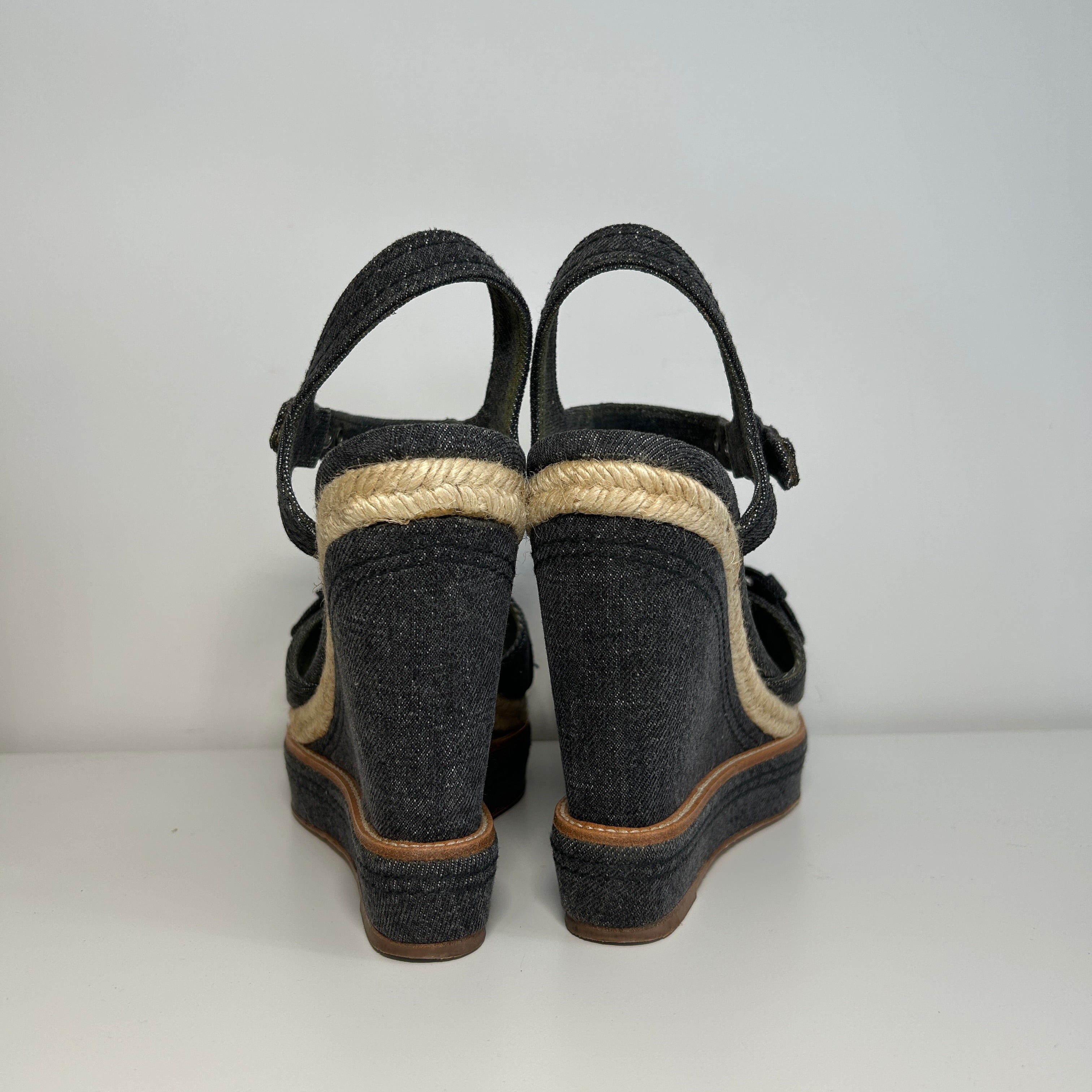 Denim Wedge Sandals