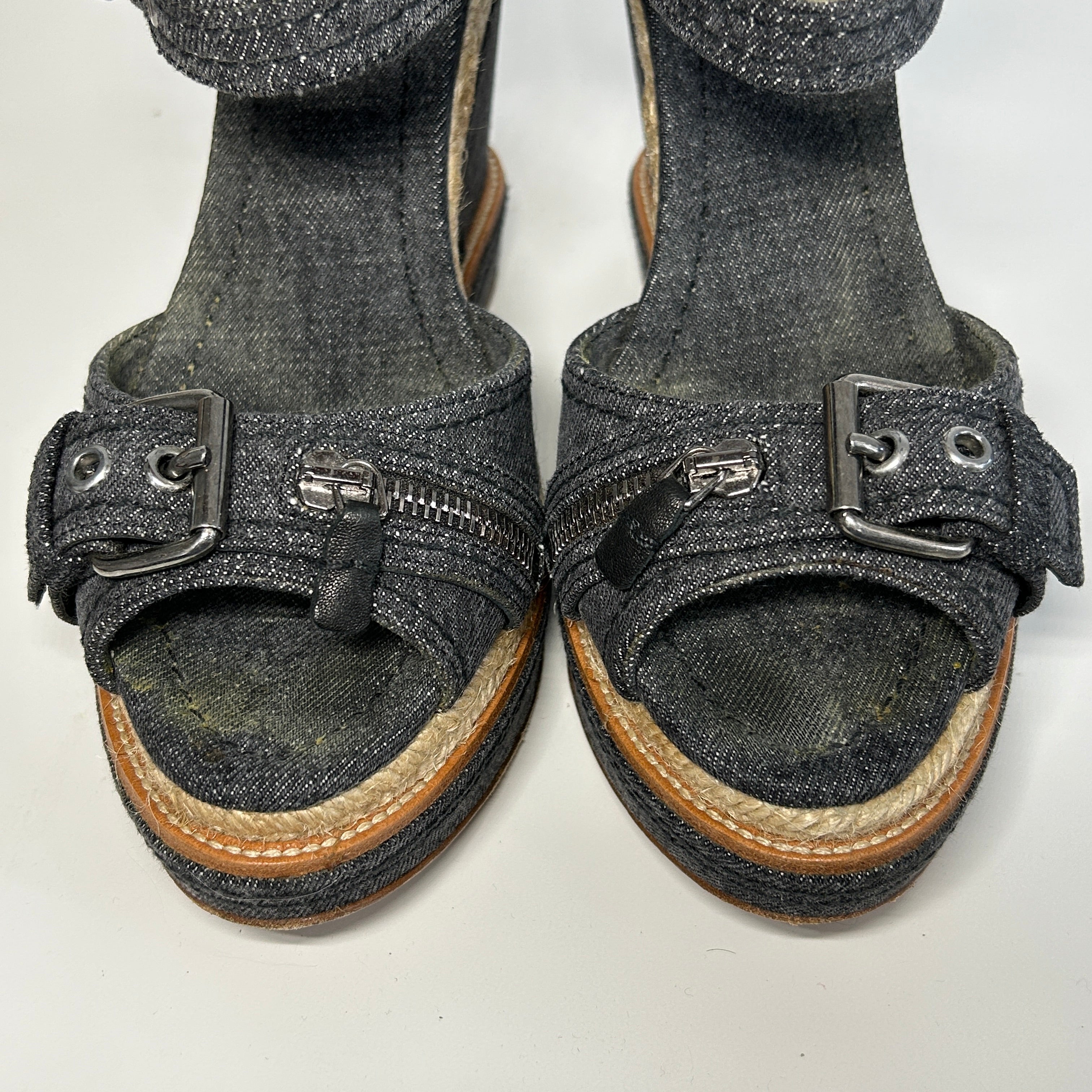 Denim Wedge Sandals