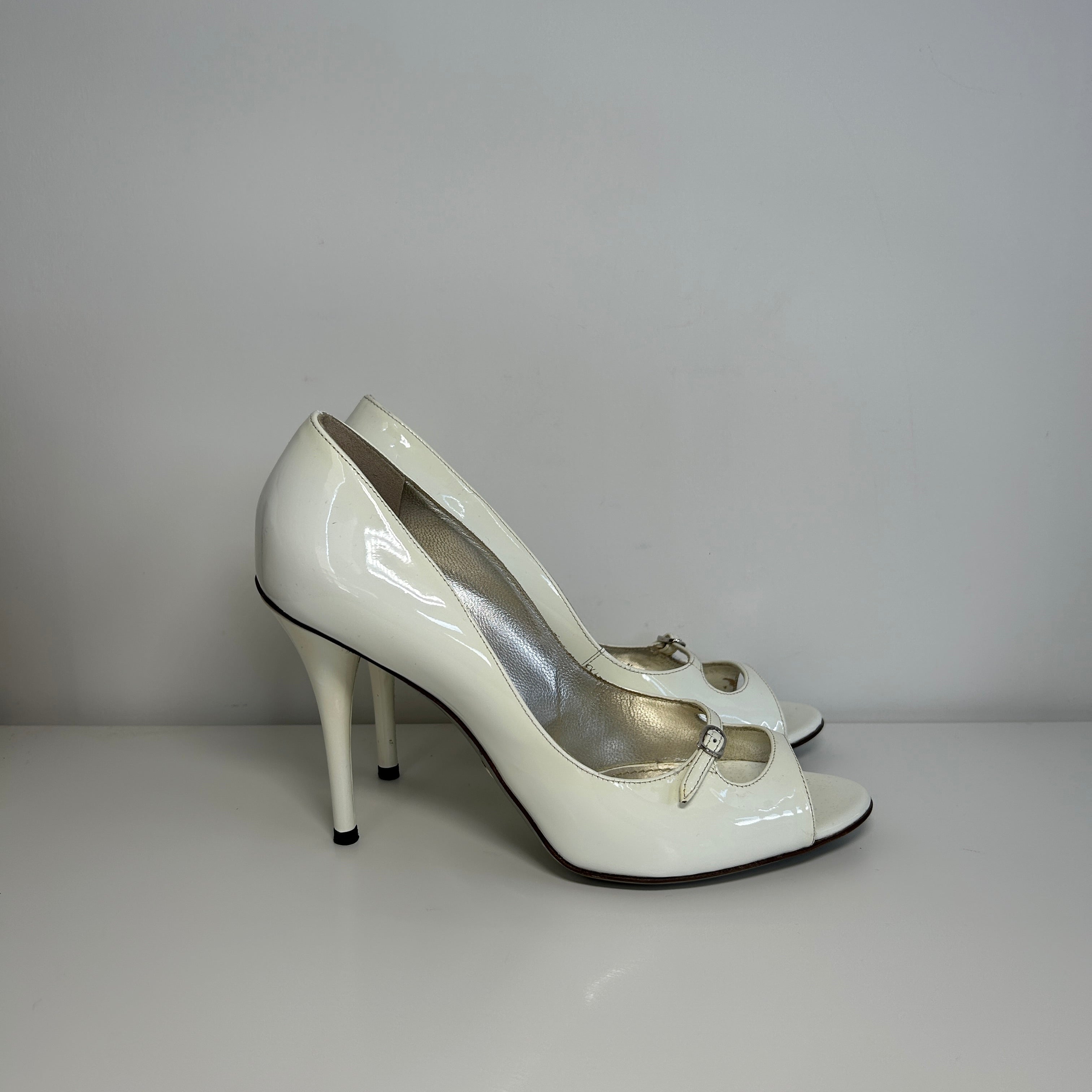 White Patent Leather Heels