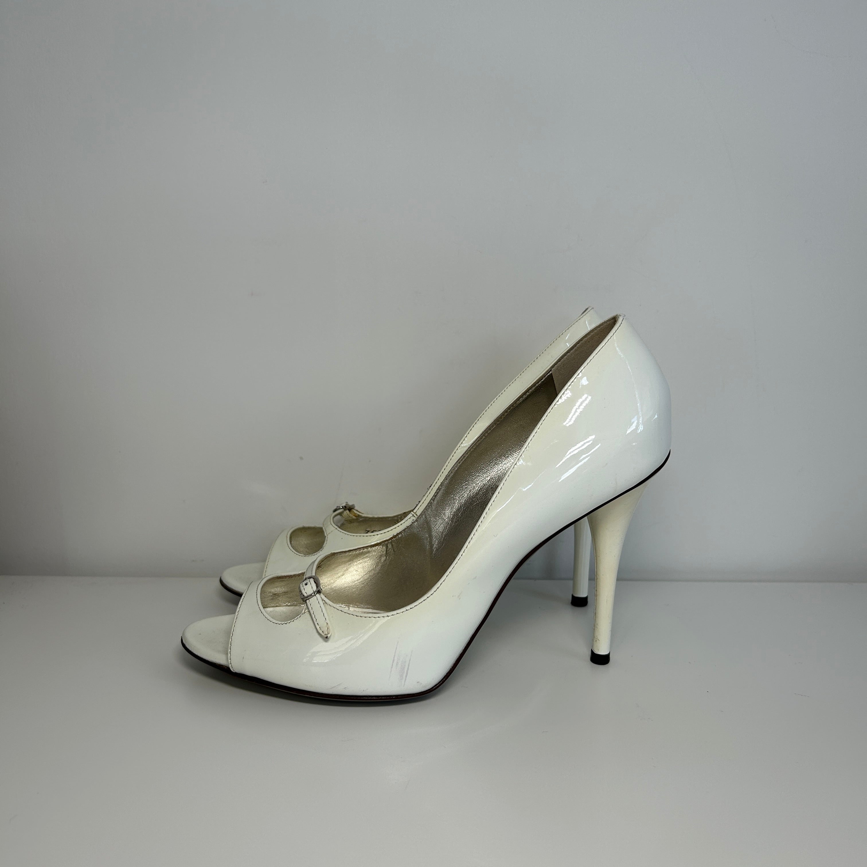 White Patent Leather Heels
