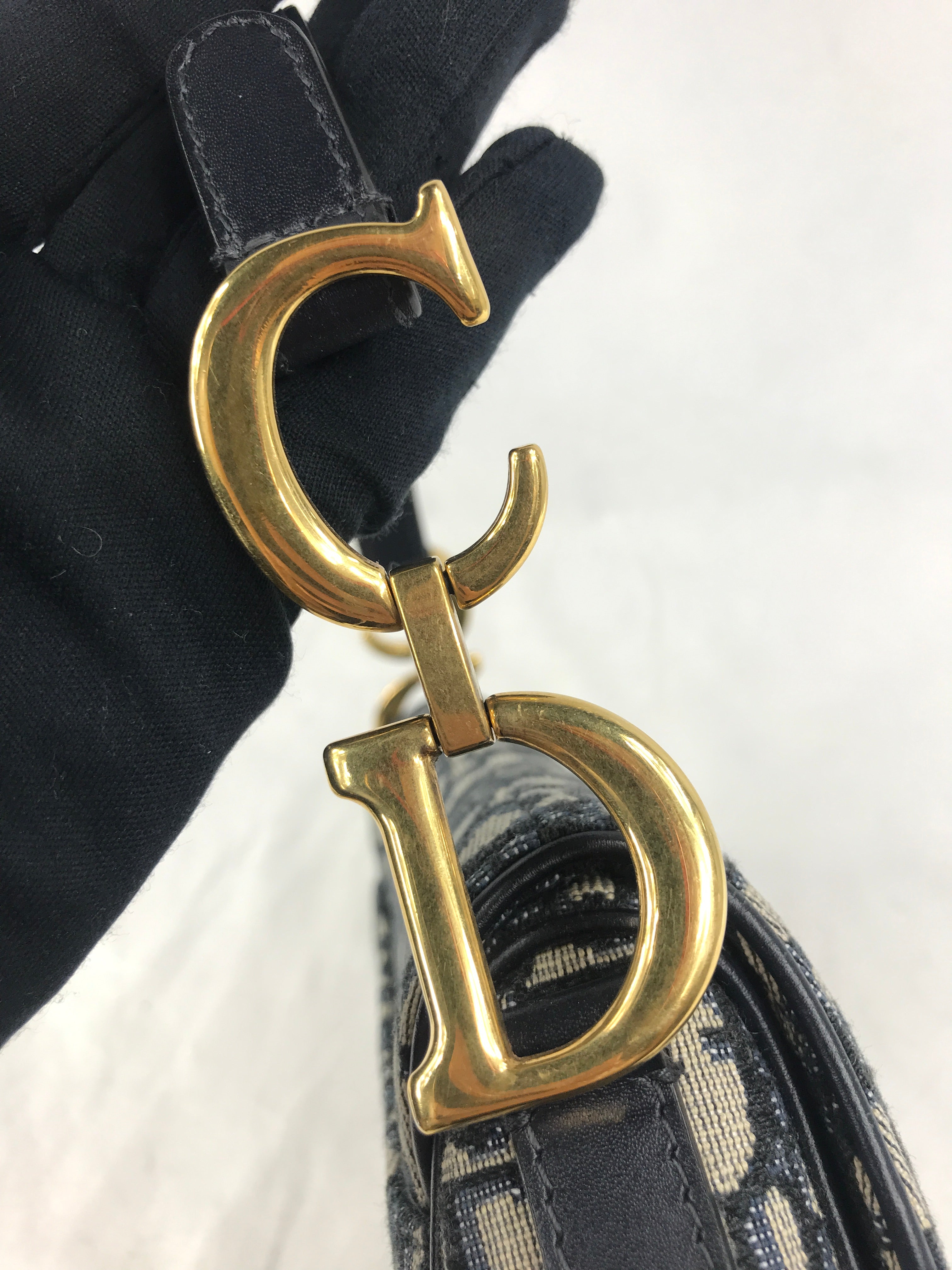 Oblique Jacquard Mini Saddle Bag w/GHW