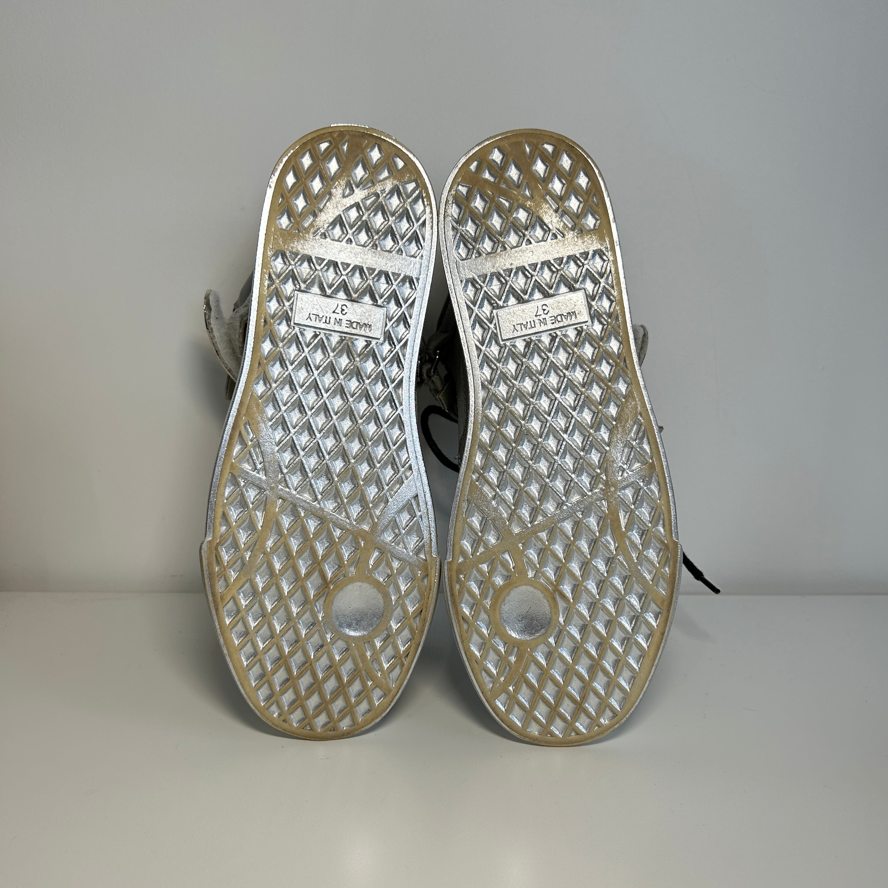 Silver Metallic Metropolis Double-Zip High-Top Sneakers