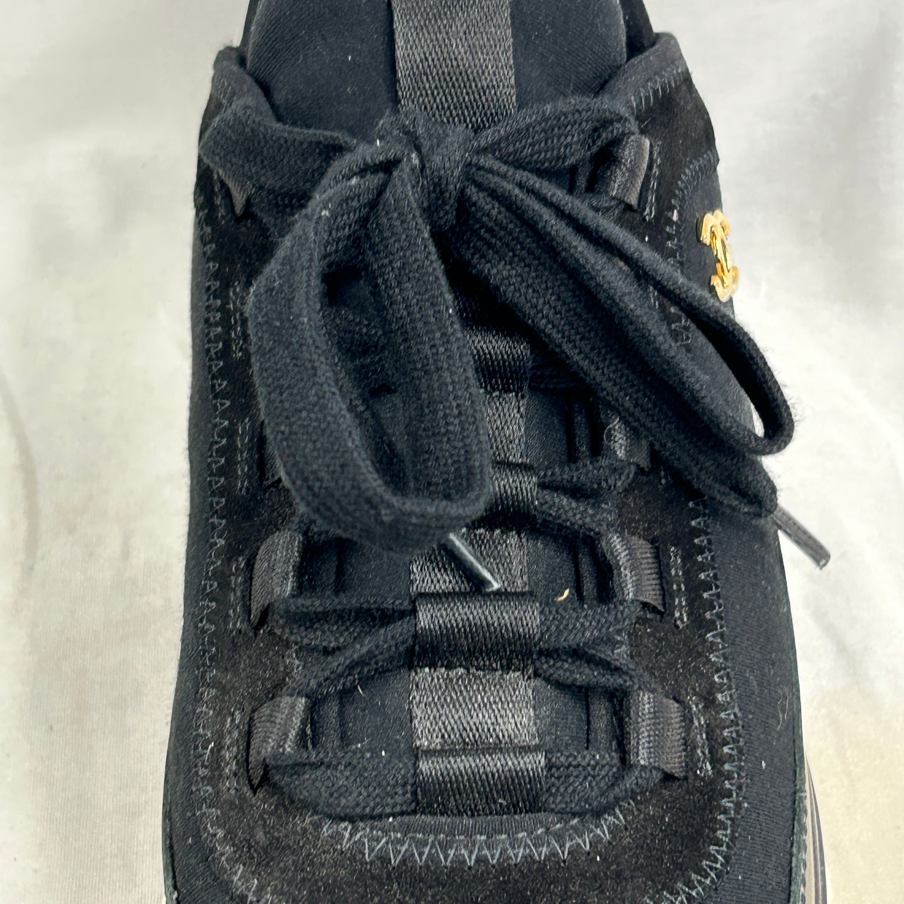 Black Velvet Calfskin and Mixed Fibers Tennis Sneaker w/GHW