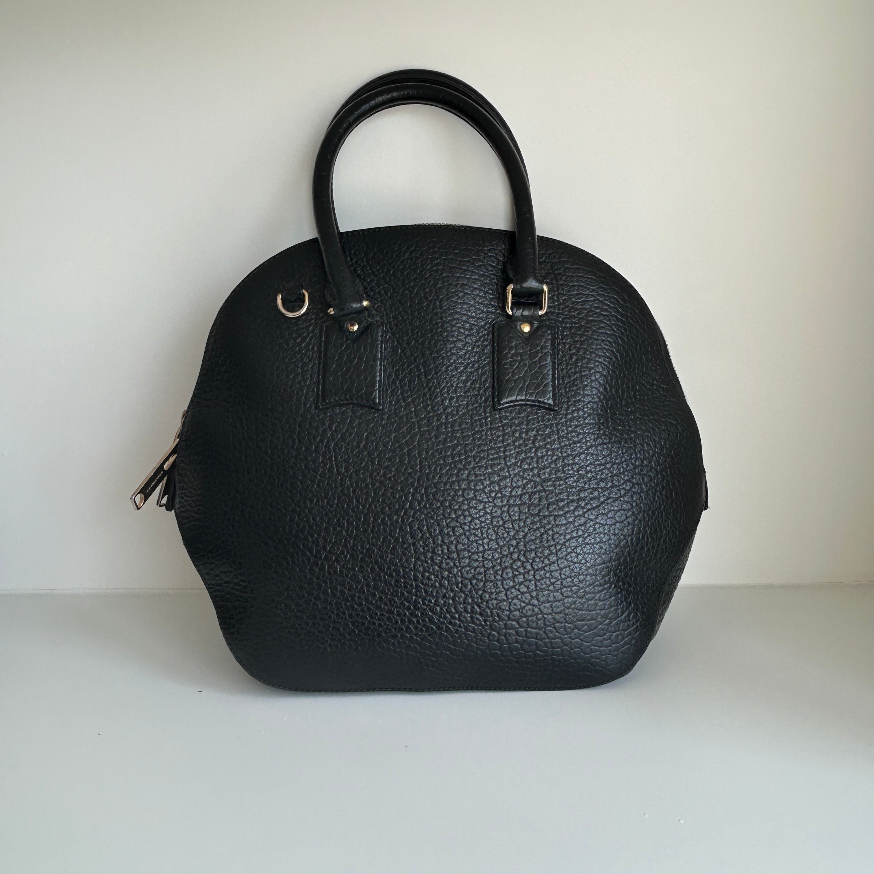 Black Leather Top Handle Bag