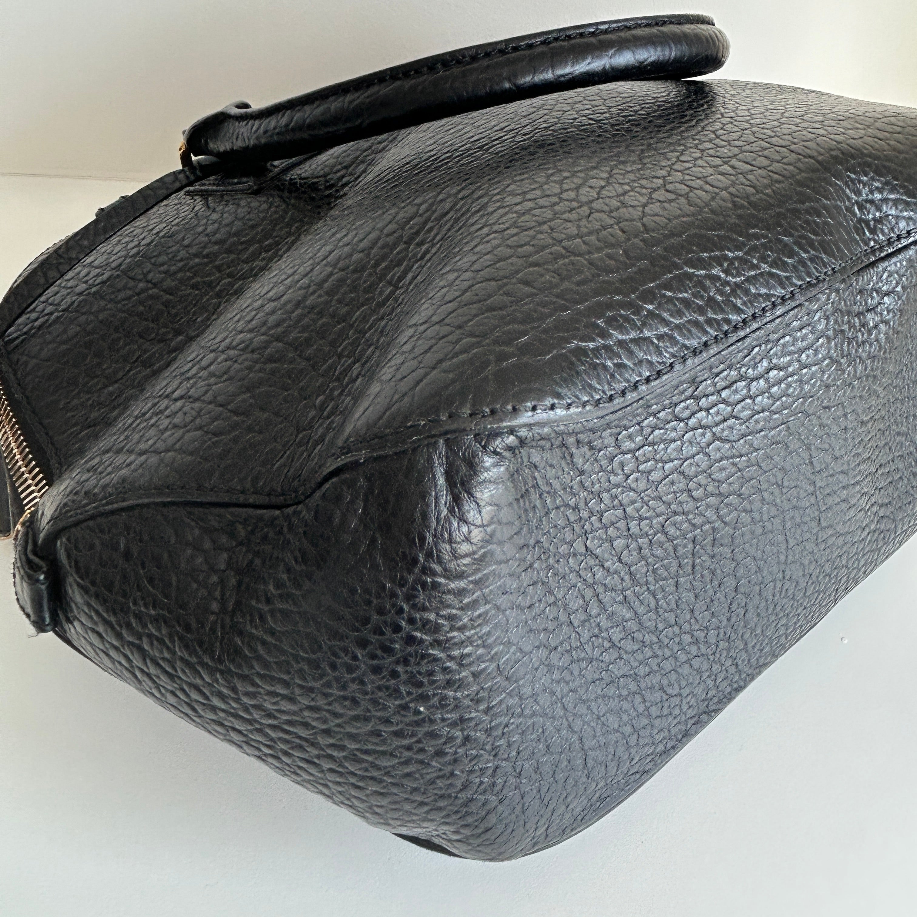 Black Leather Top Handle Bag