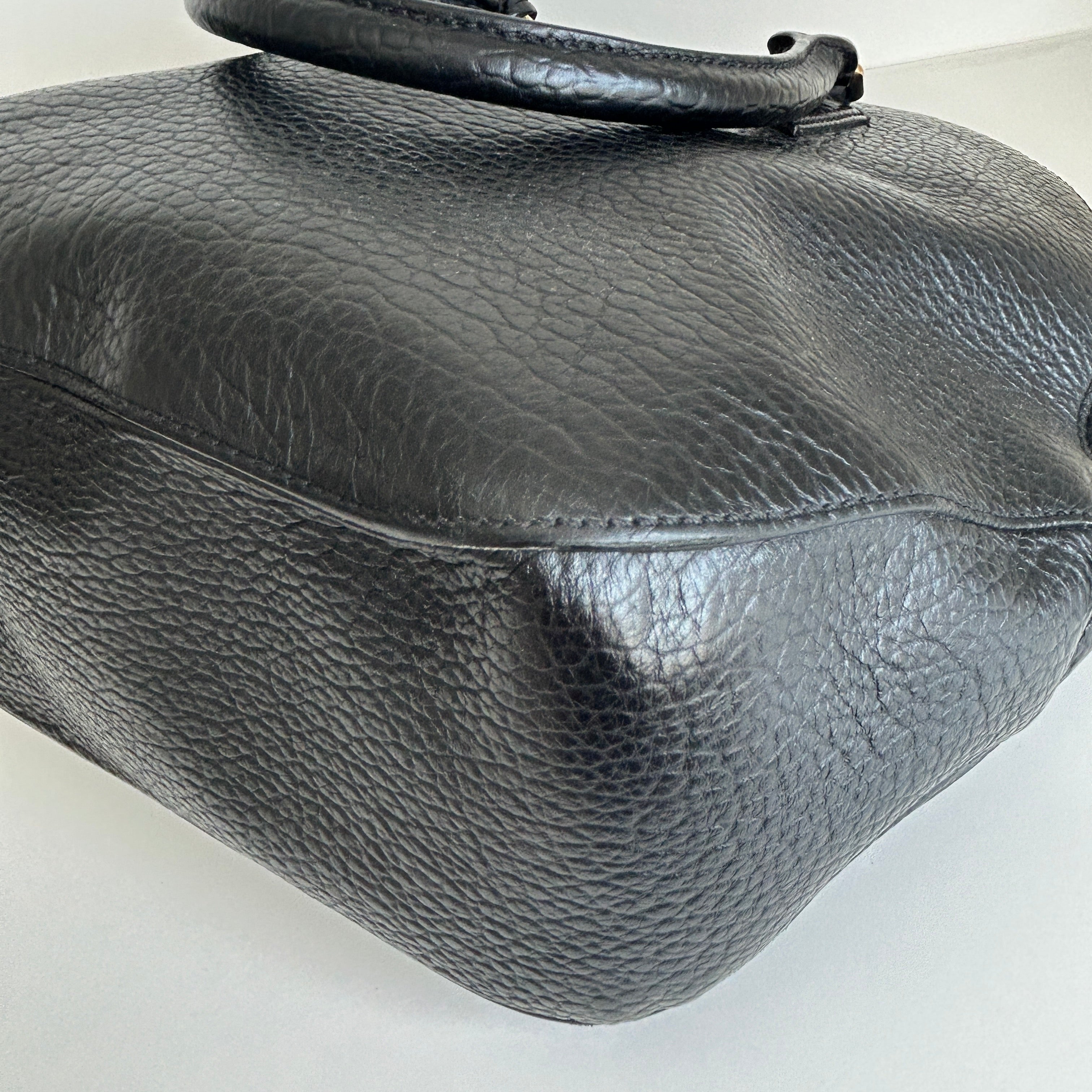 Black Leather Top Handle Bag