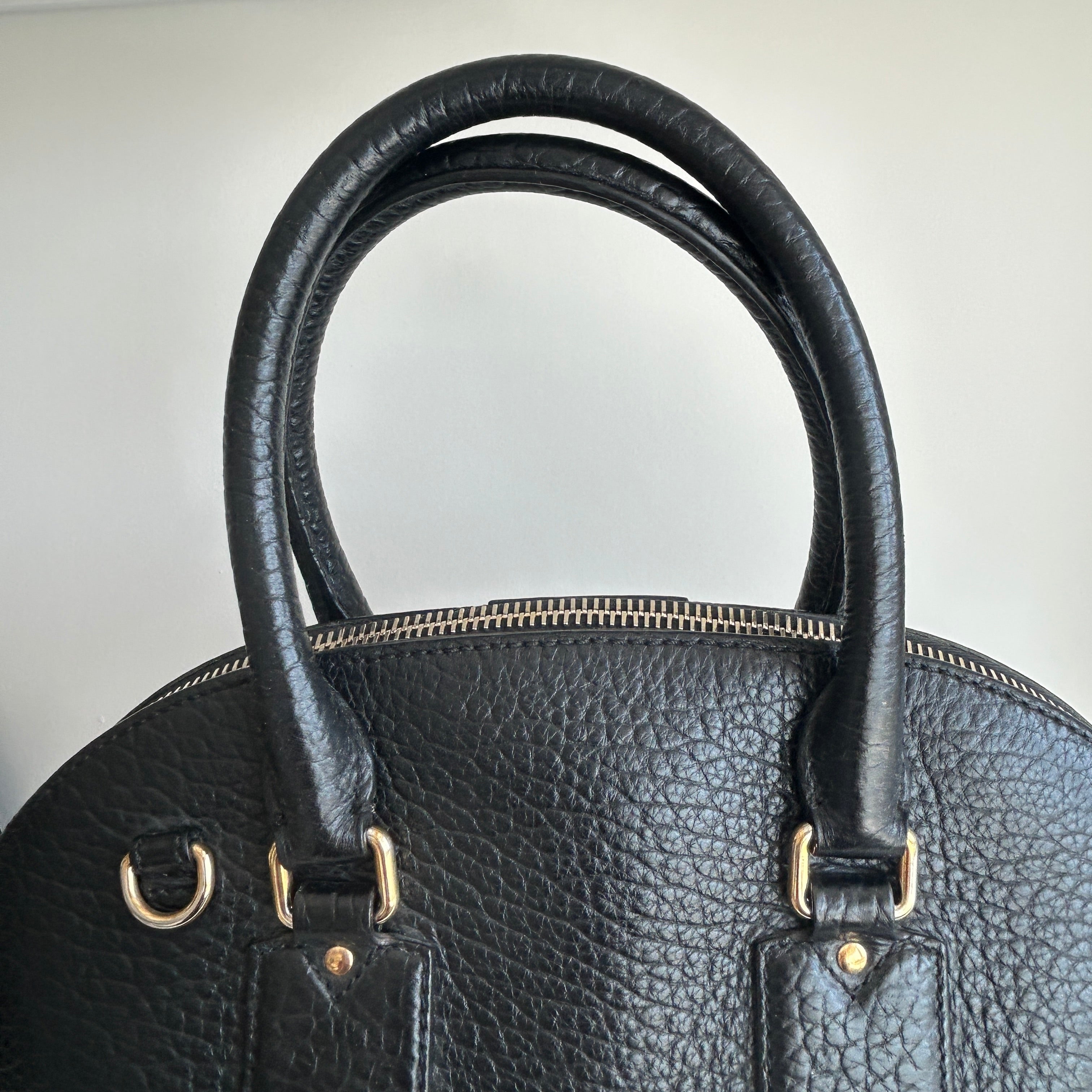 Black Leather Top Handle Bag