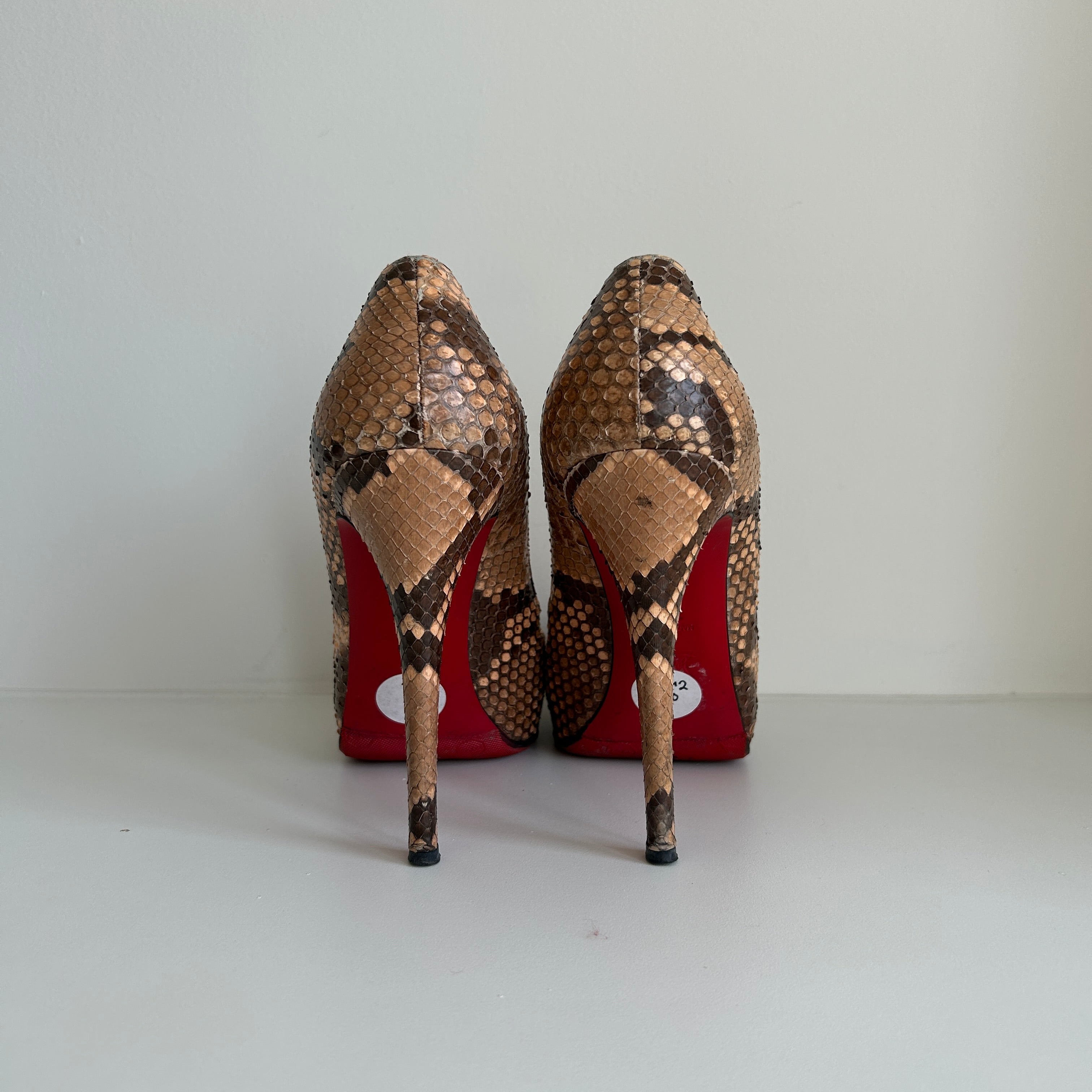 Beige Python New Simple Pumps