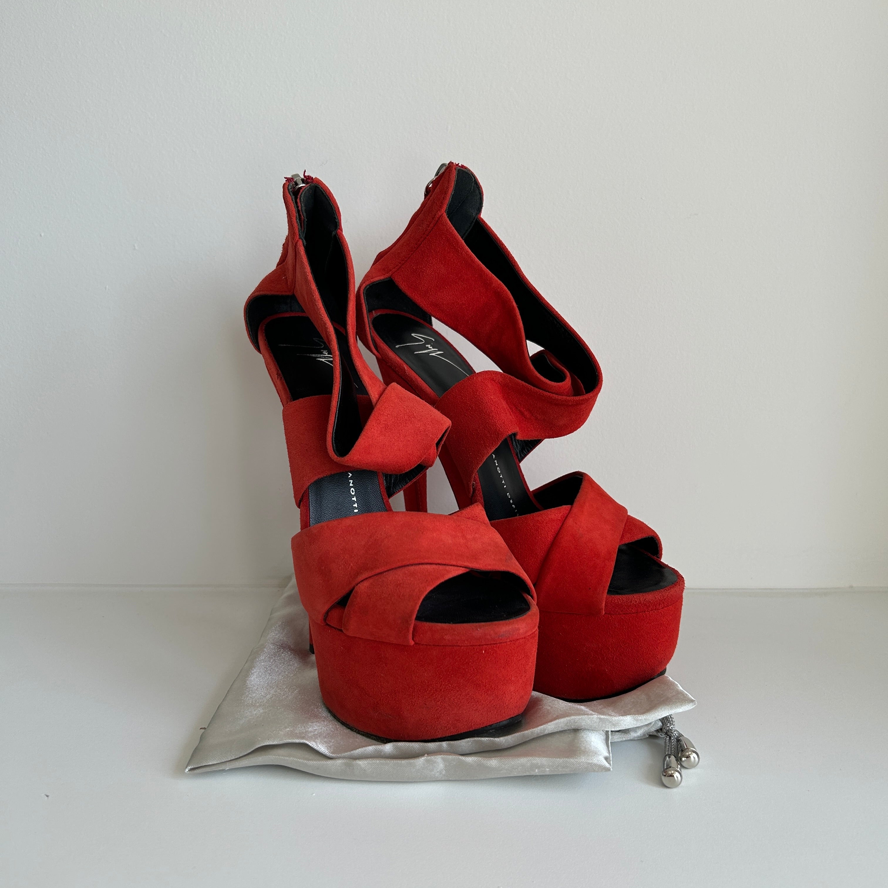 Red Suede Platform Sandals