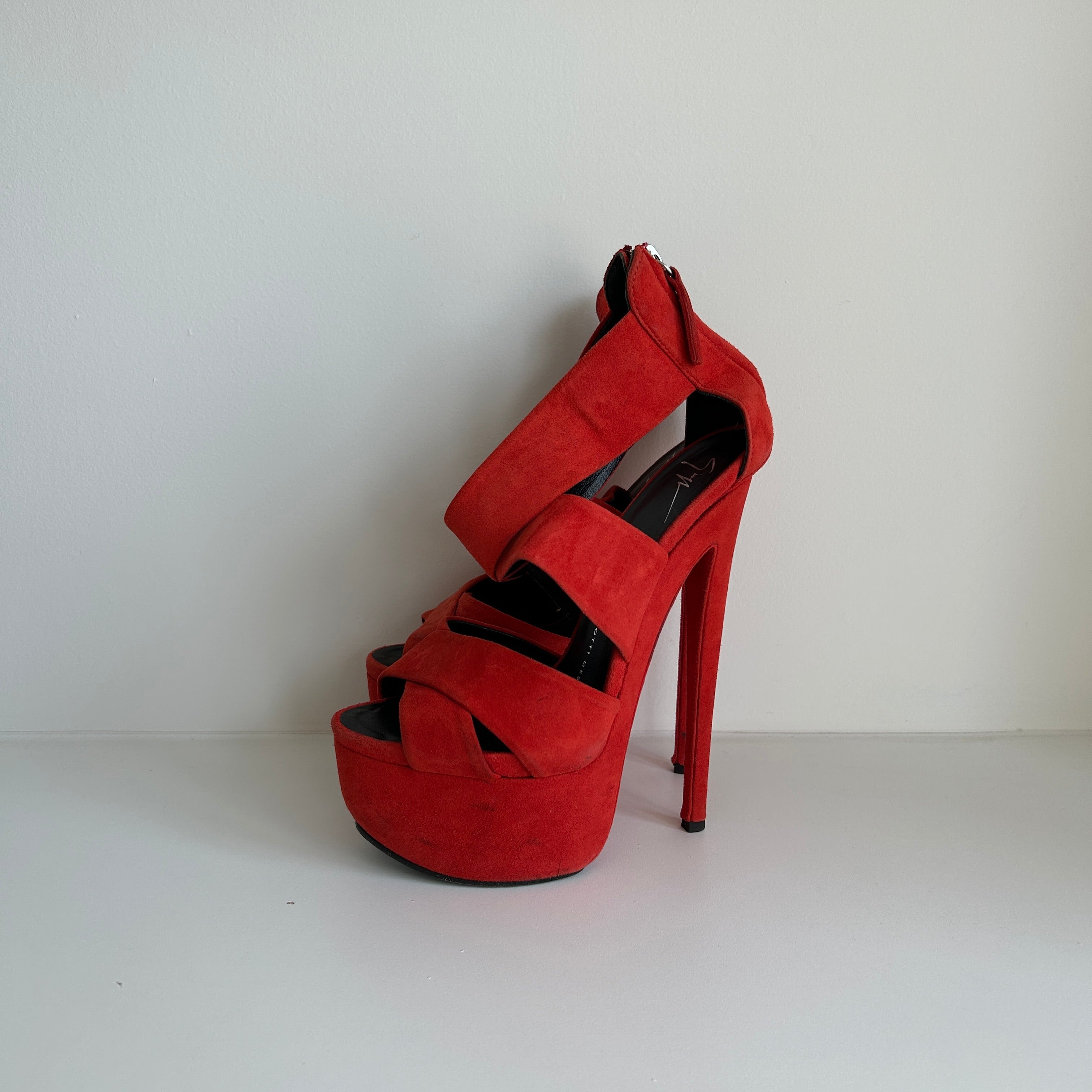 Red Suede Platform Sandals