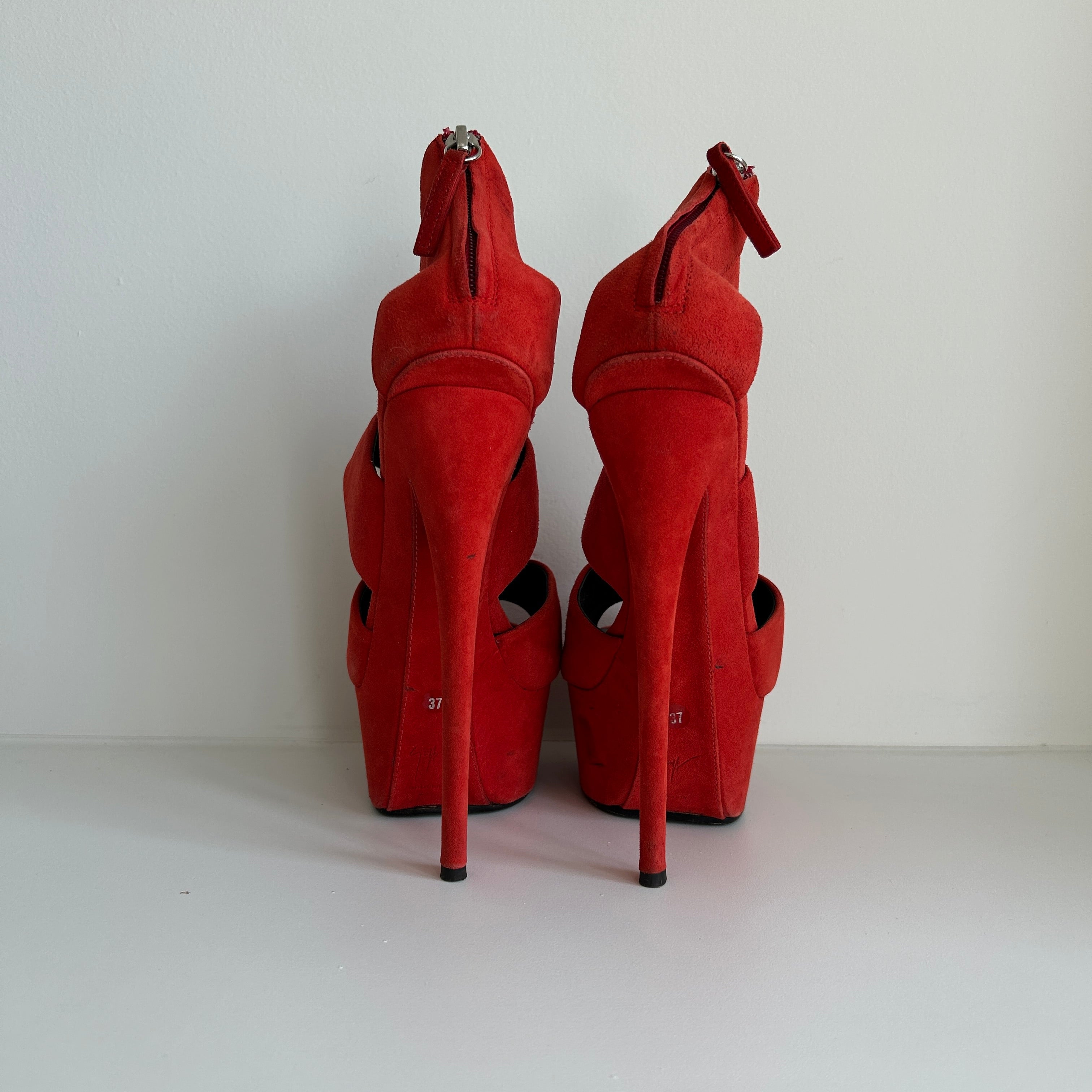 Red Suede Platform Sandals