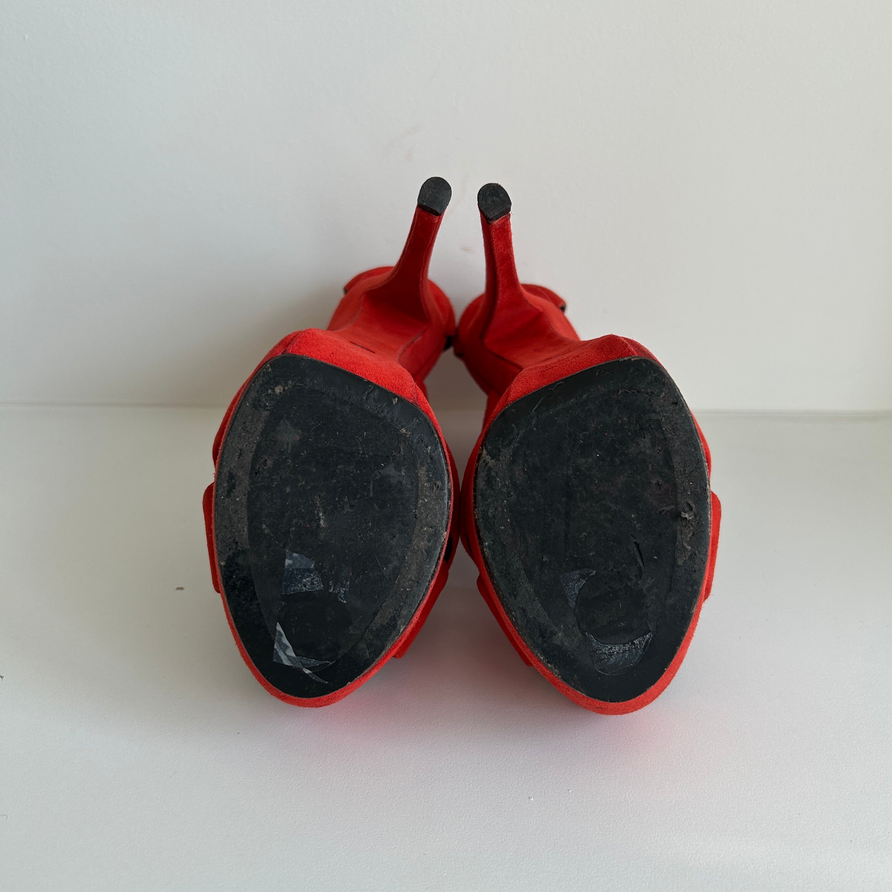 Red Suede Platform Sandals