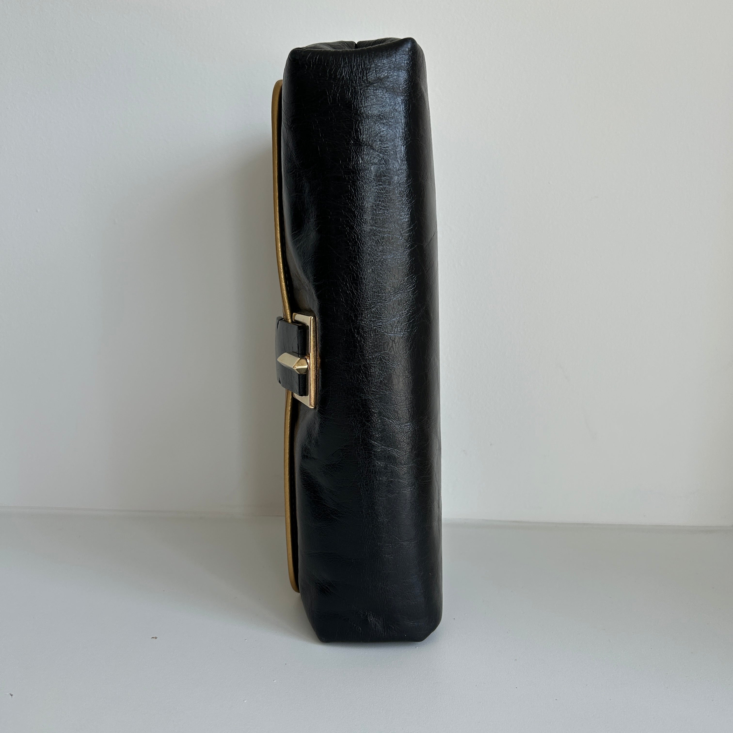 Black Leather Clutch Bag