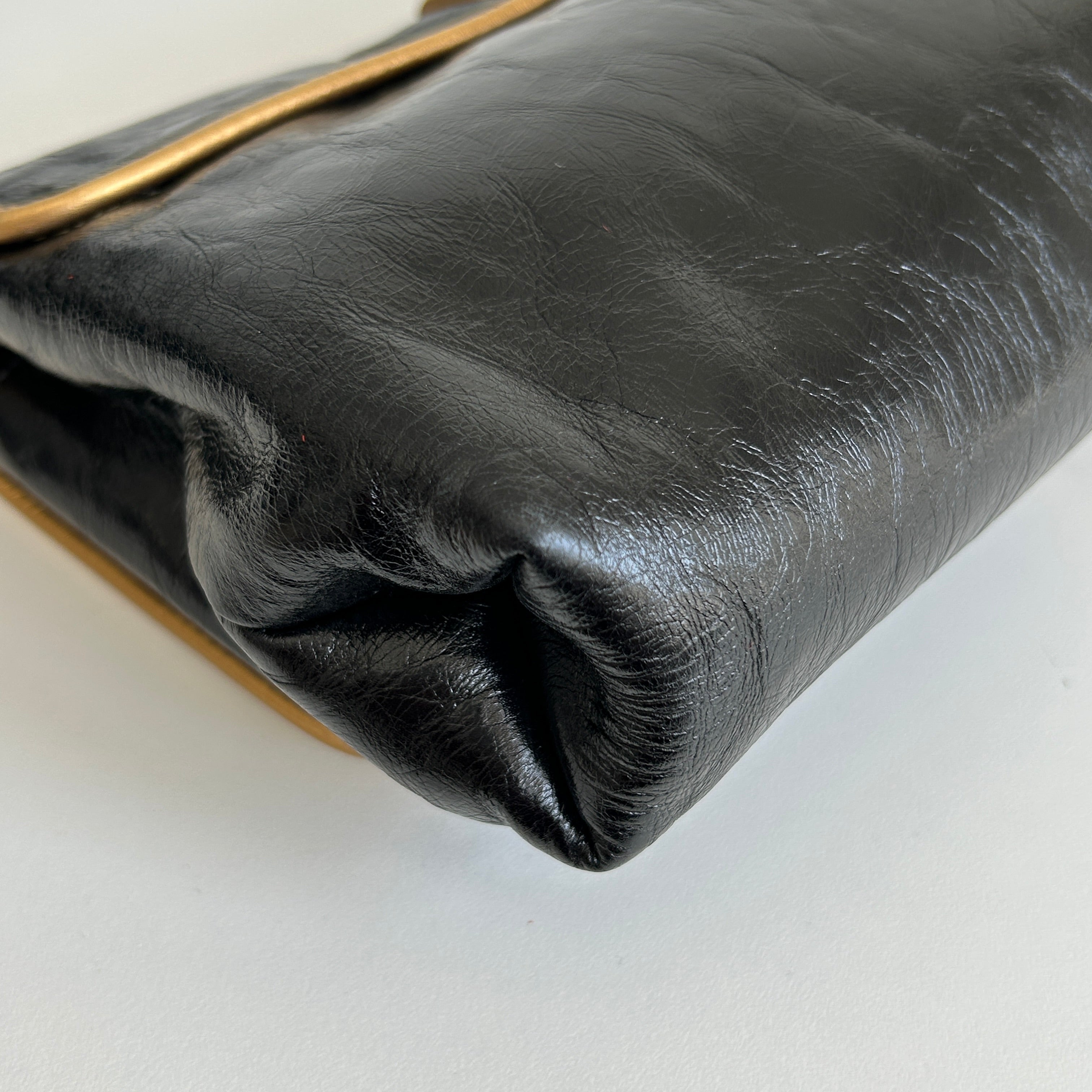 Black Leather Clutch Bag