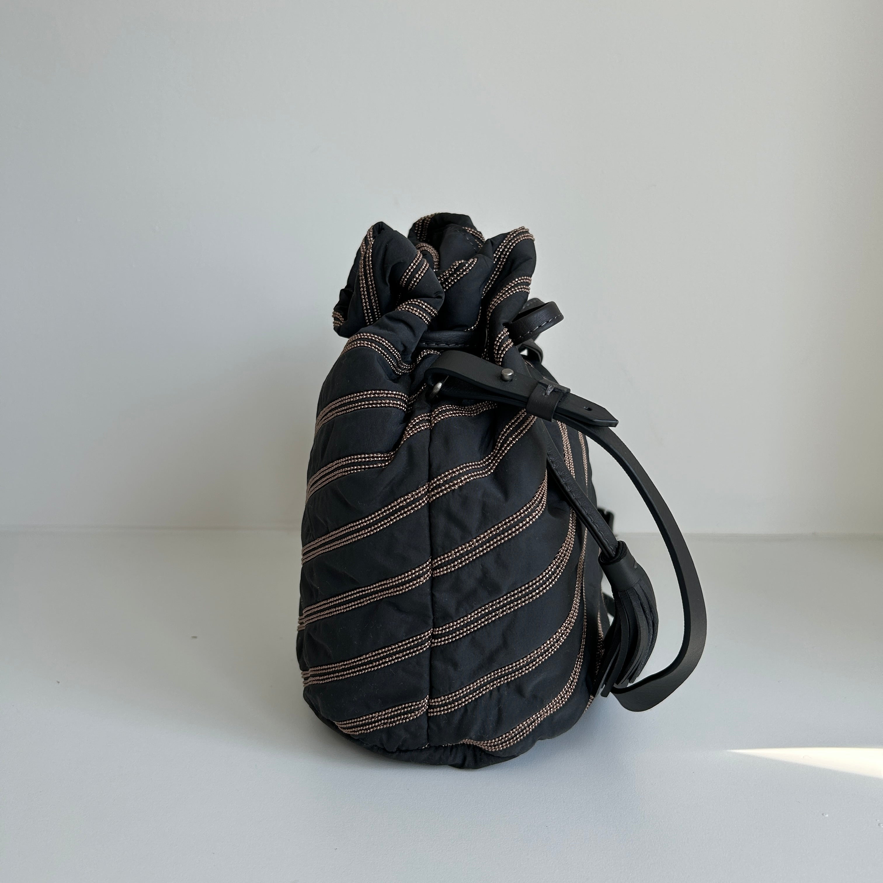 Black Embellished Bucket Bag