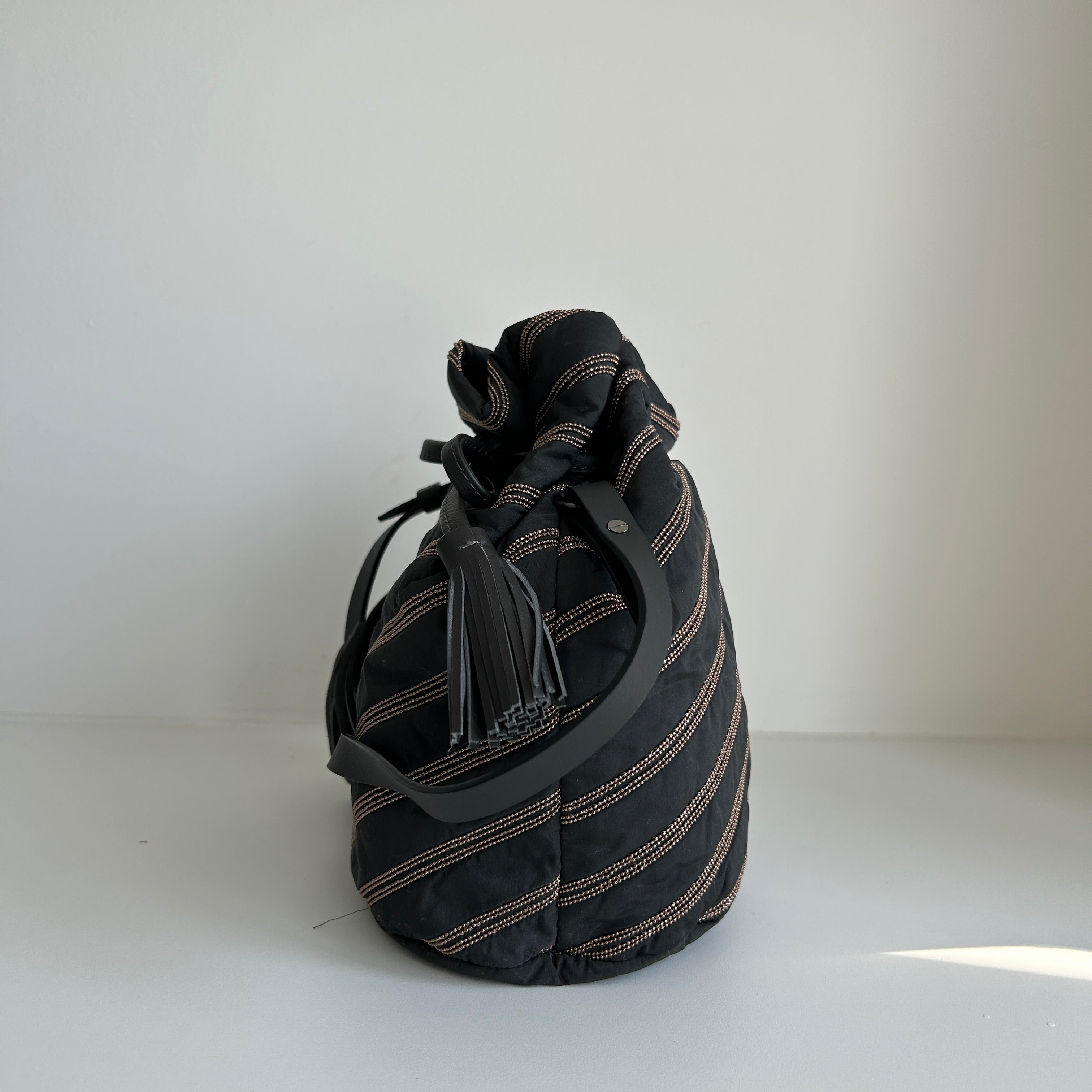 Black Embellished Bucket Bag