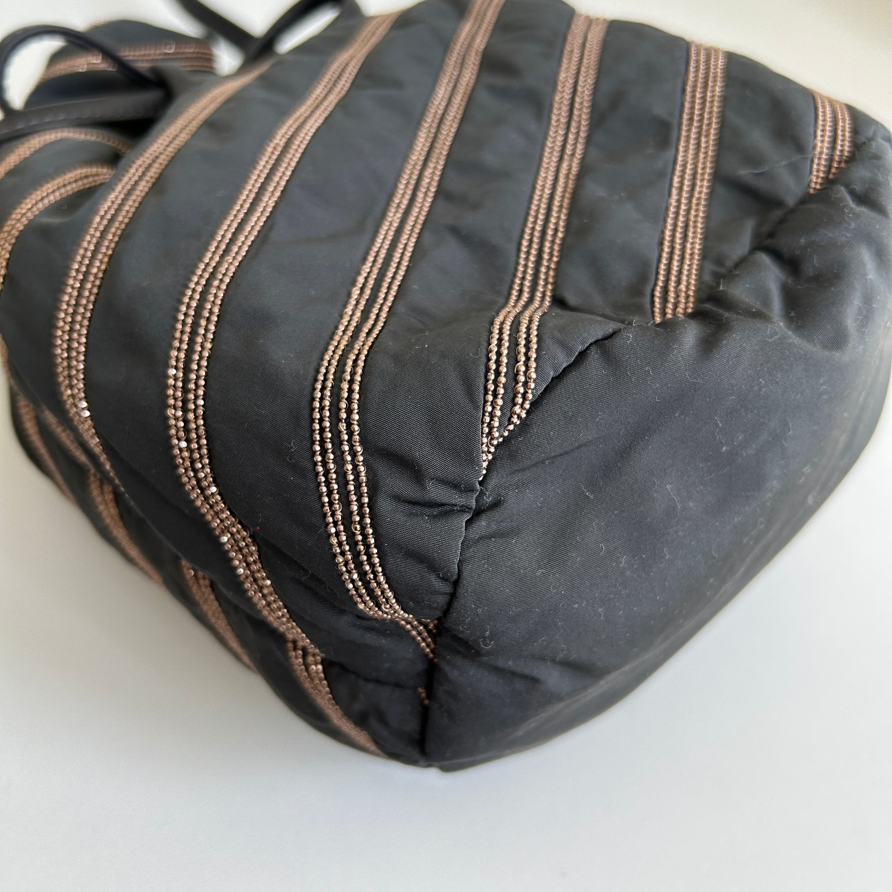 Black Embellished Bucket Bag
