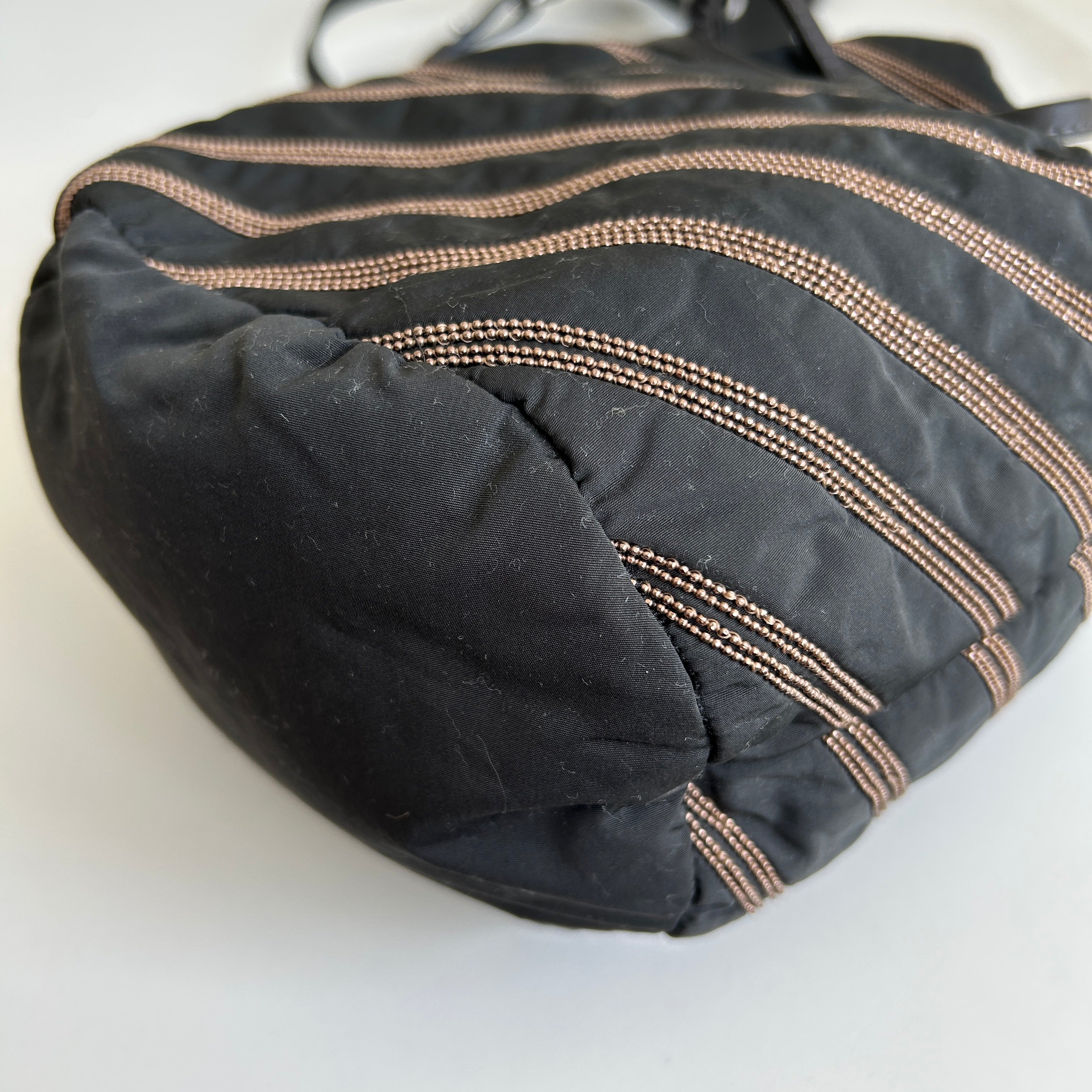 Black Embellished Bucket Bag