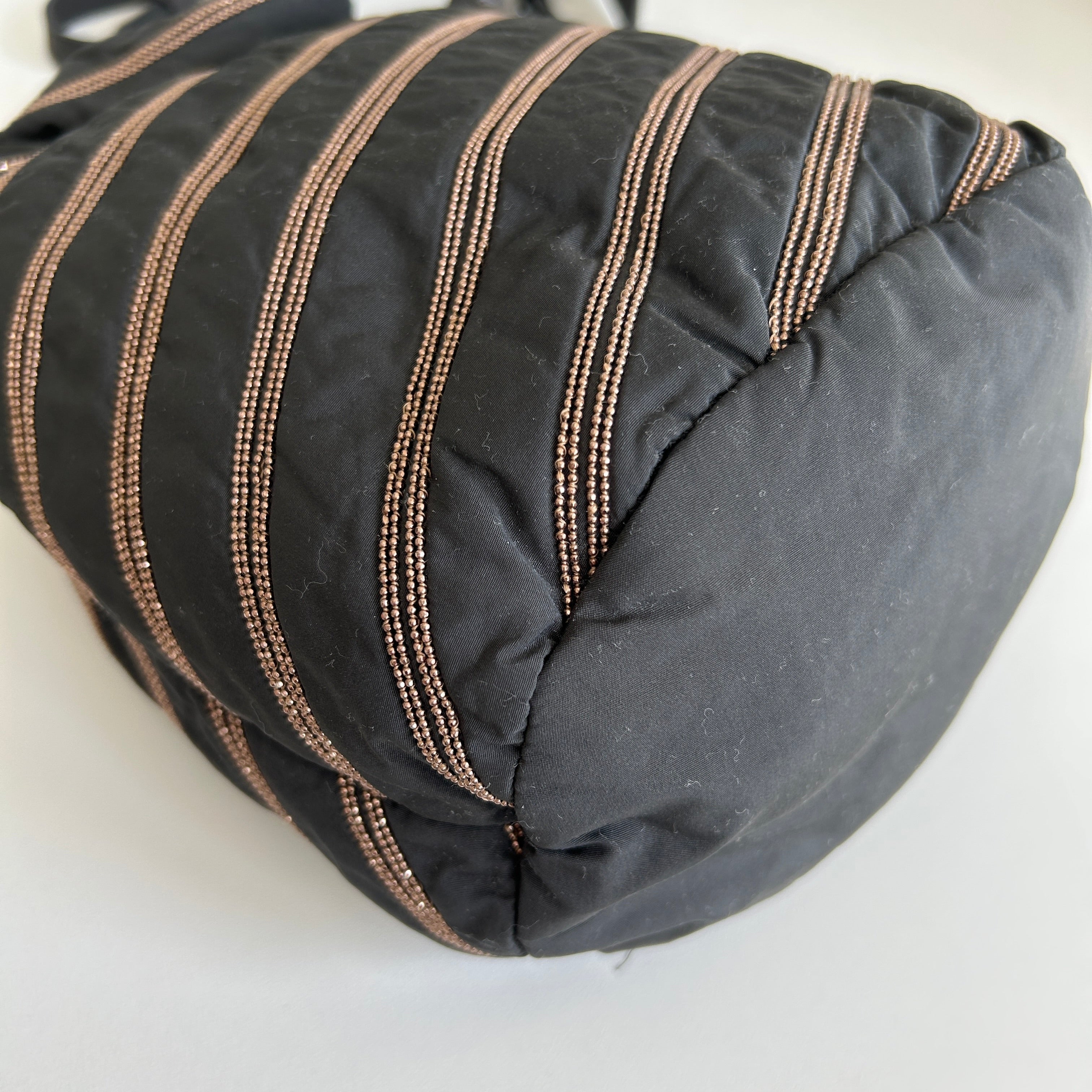 Black Embellished Bucket Bag