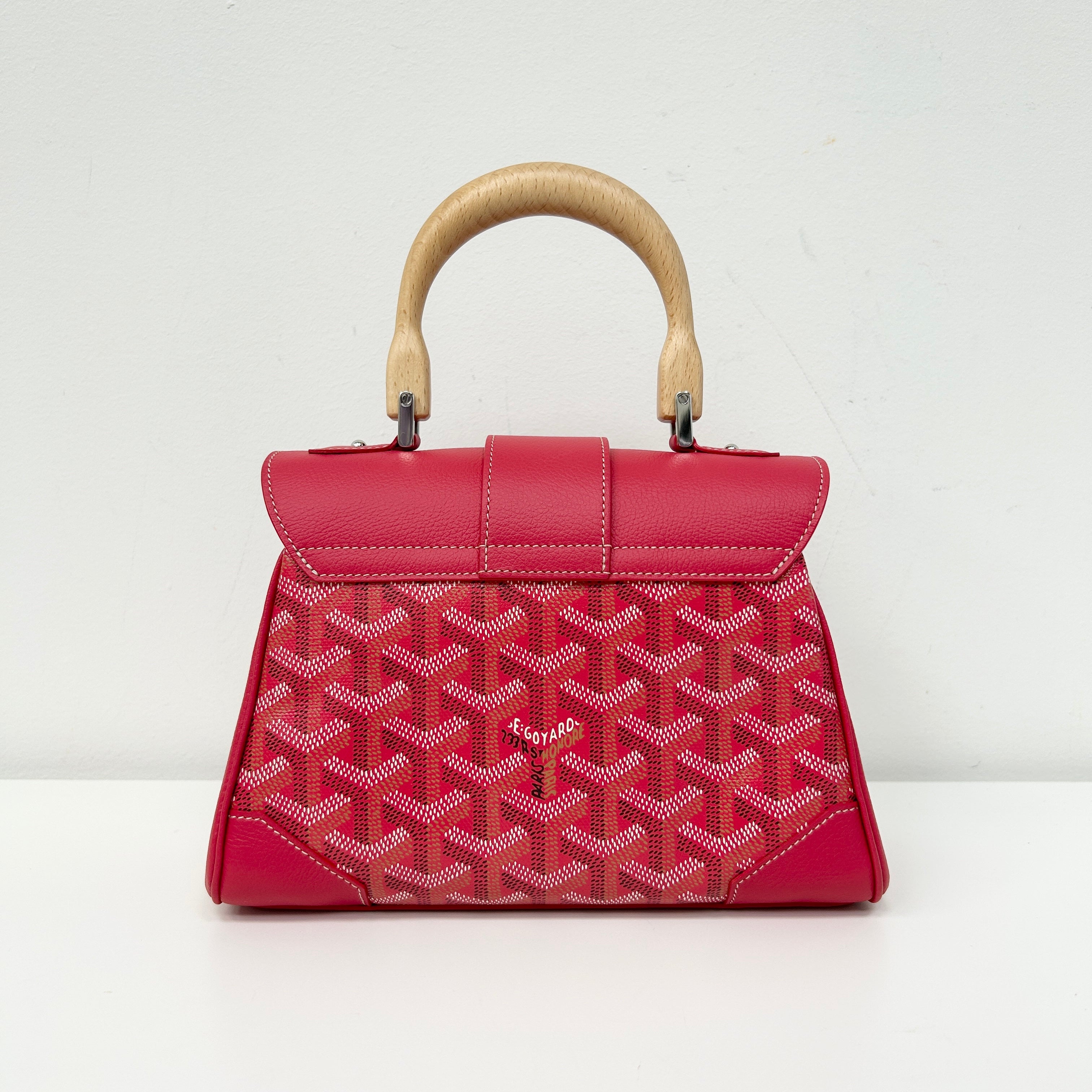 Red Chevron Print Coated Canvas Mini Saigon Bag - Haute Classics