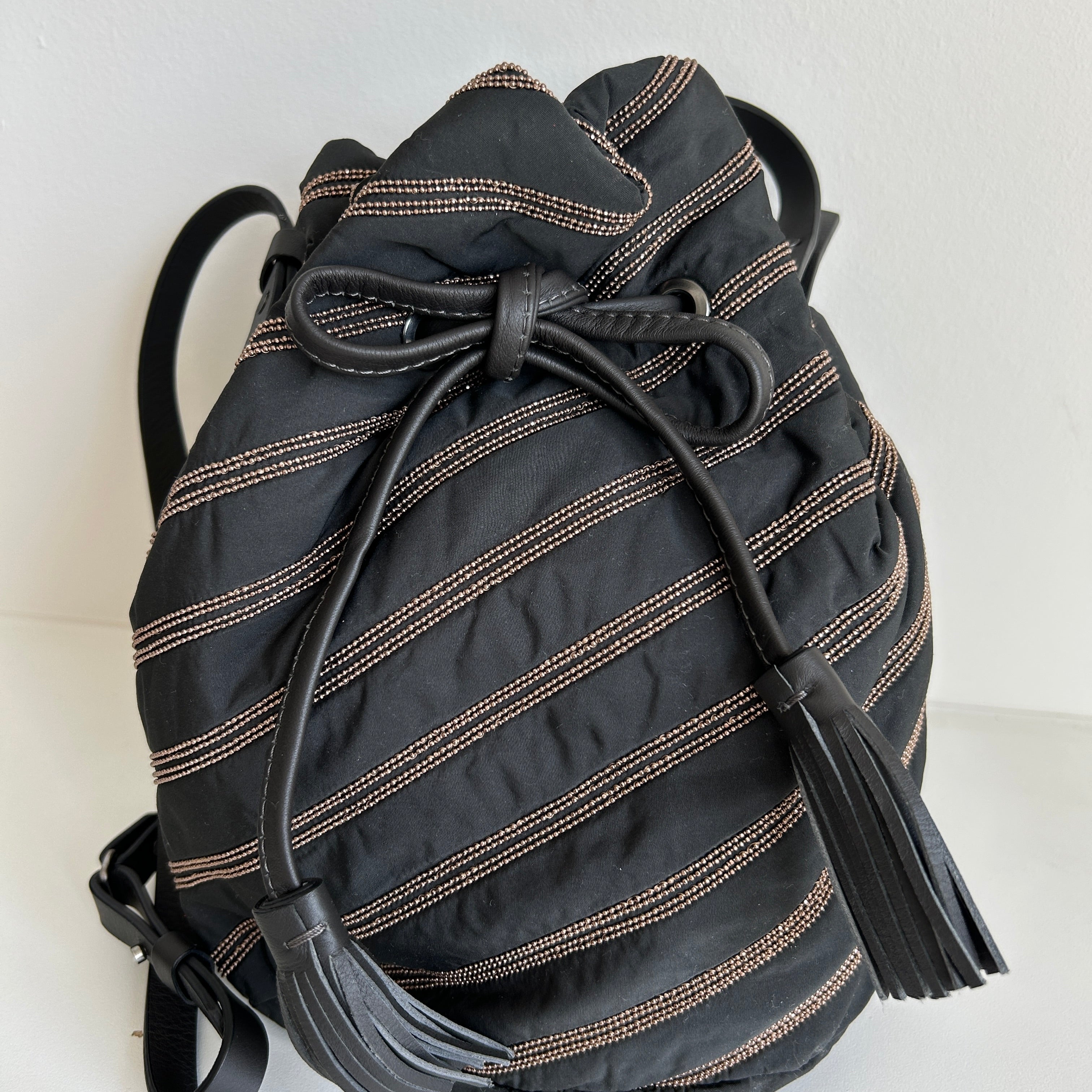 Black Embellished Bucket Bag
