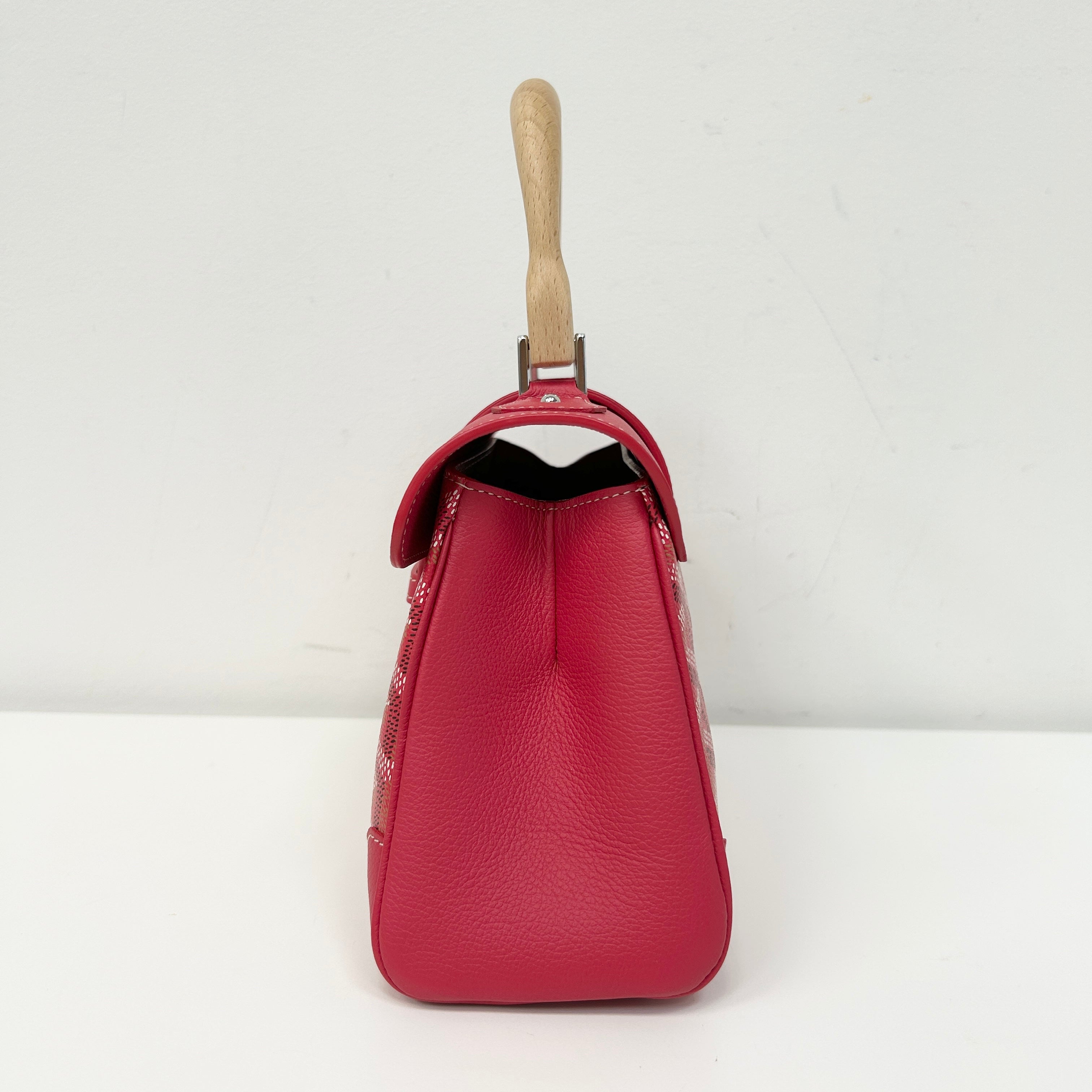 Red Chevron Print Coated Canvas Mini Saigon Bag - Haute Classics