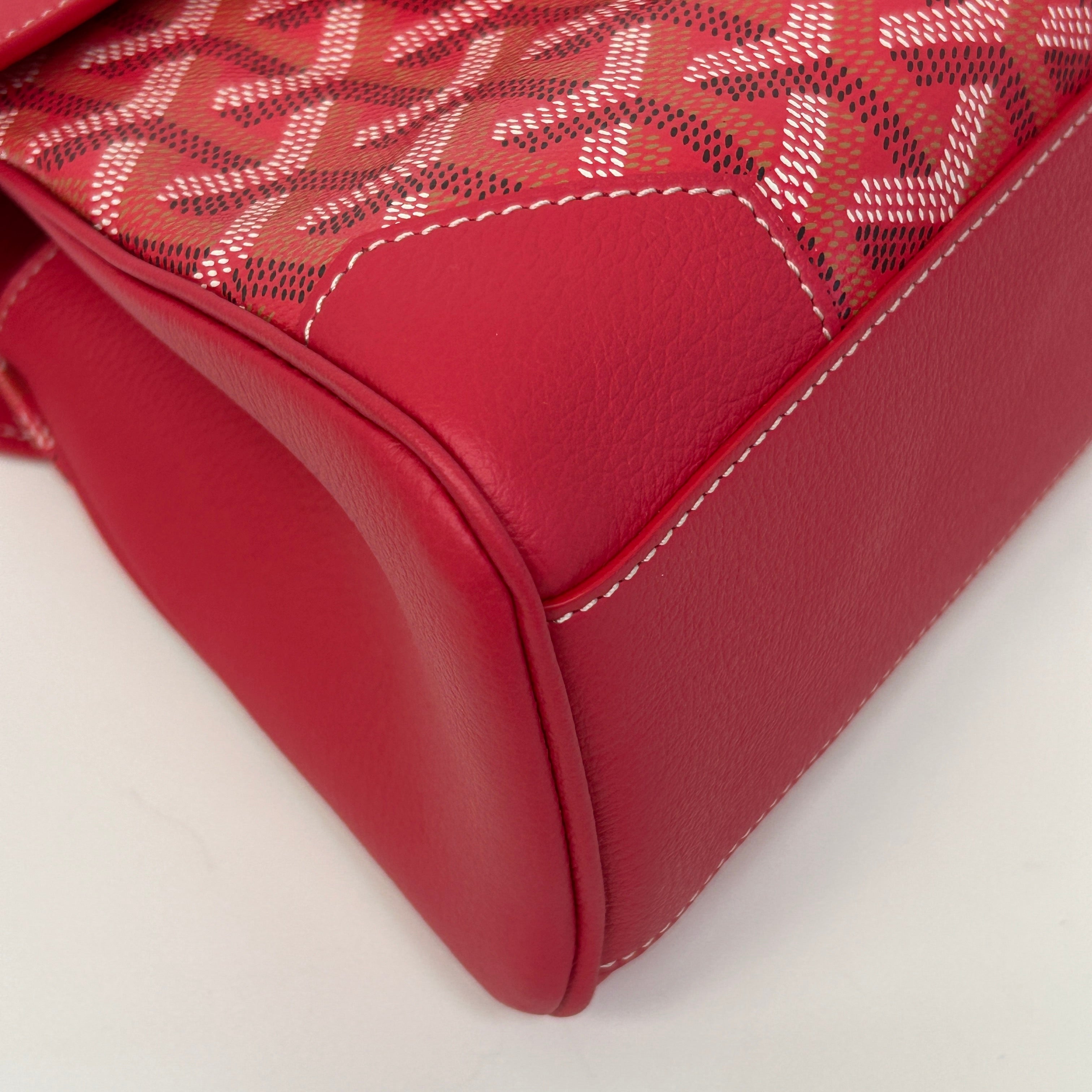 Red Chevron Print Coated Canvas Mini Saigon Bag - Haute Classics